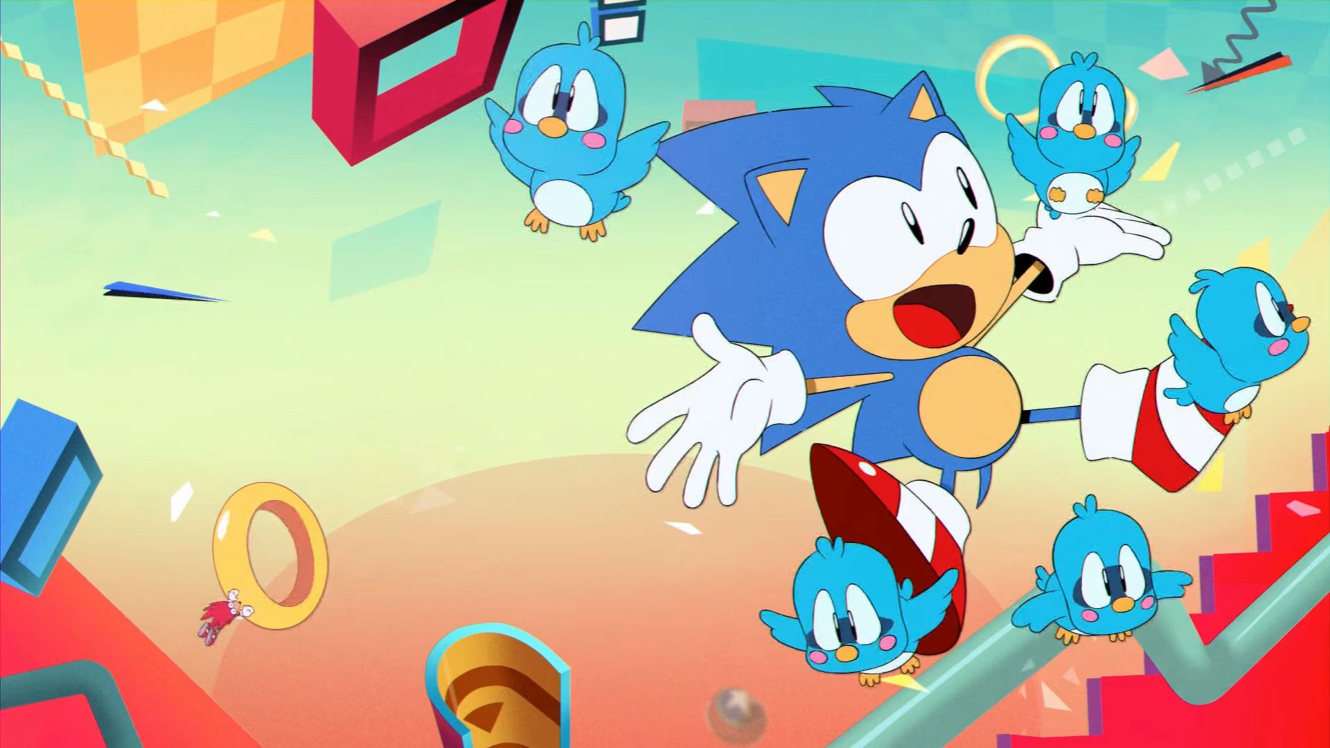 Sonic anime con uccellini blu, 1920x1080 1080p, PC