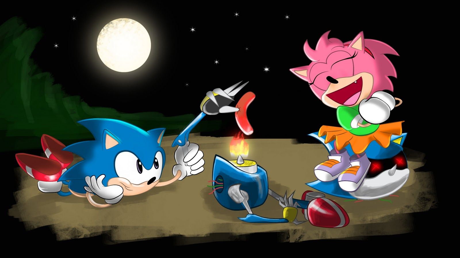 Sonic e Amy Rose notte, 1600x900 900p, Desktop