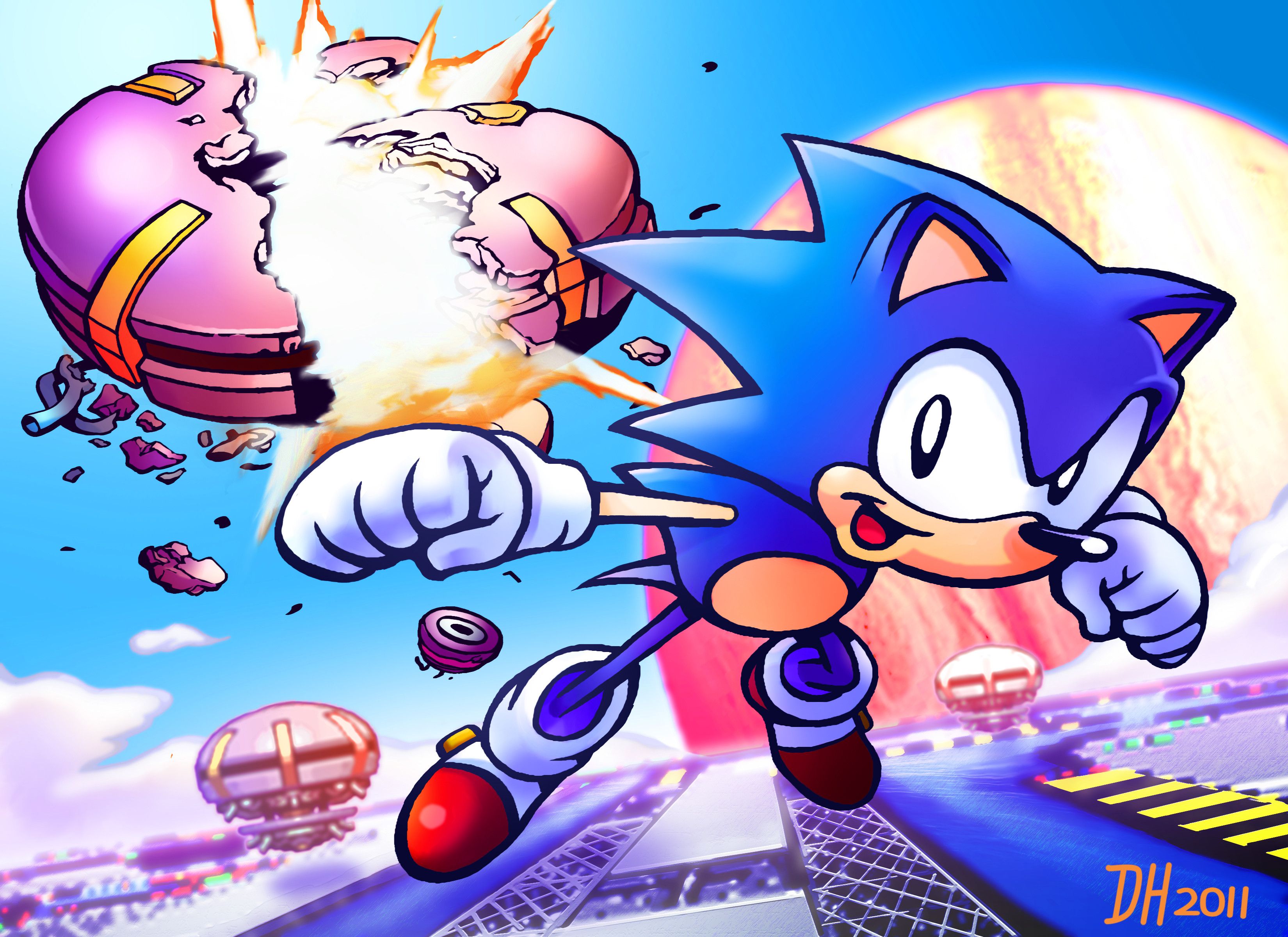 Sonic Special Stage distrugge robot, 3300x2400 2K, PC