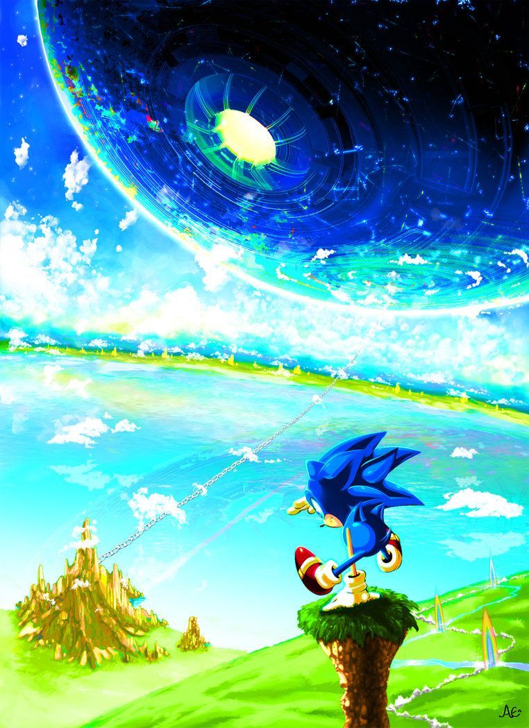 Sonic guarda paesaggio fantastico, 762x1049 Verticale, Android