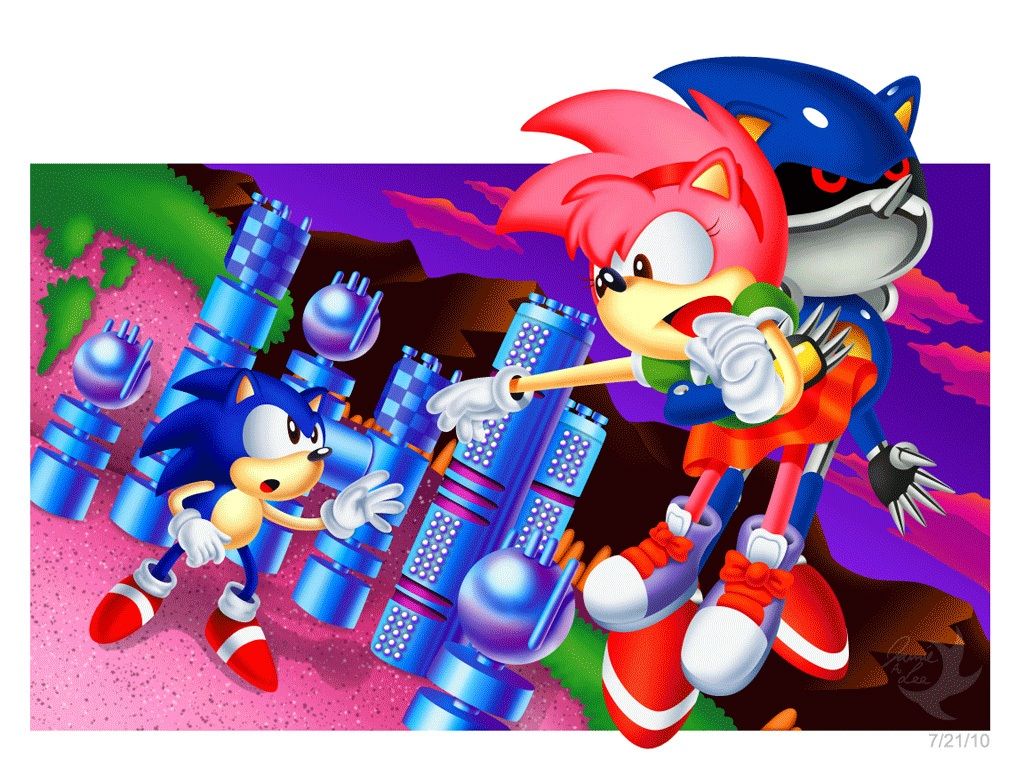 Sonic e Amy Rose, Sonic CD, 1024x768 HD, Desktop