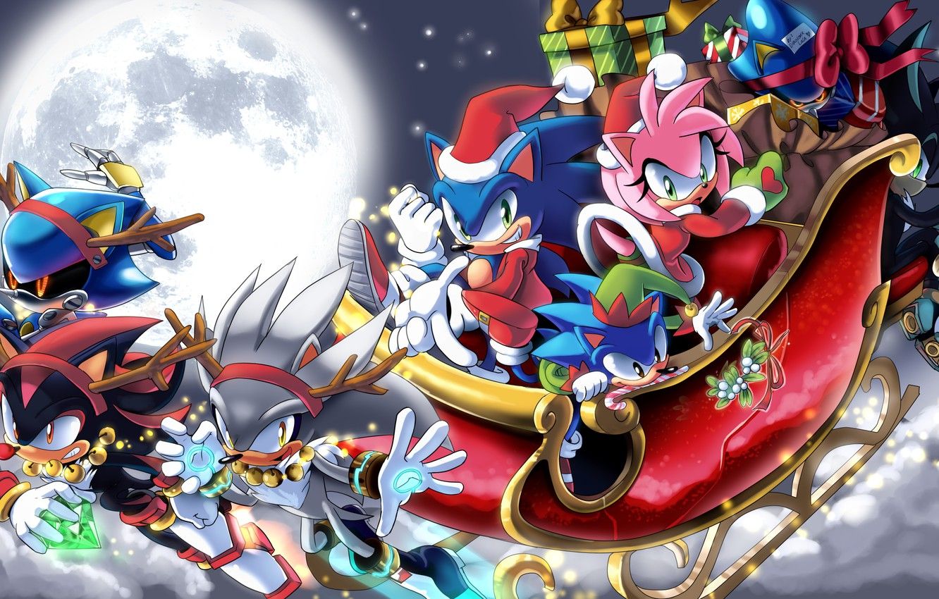 Sonic personaggi slitta natalizia, 1332x850 HD, Desktop