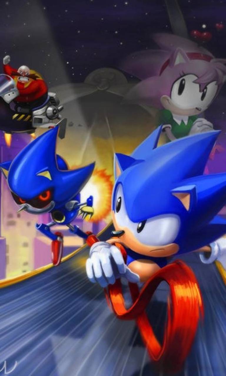 Sonic, Metal Sonic, Amy Rose, riccio blu, 768x1280 Full HD Verticale, iPhone