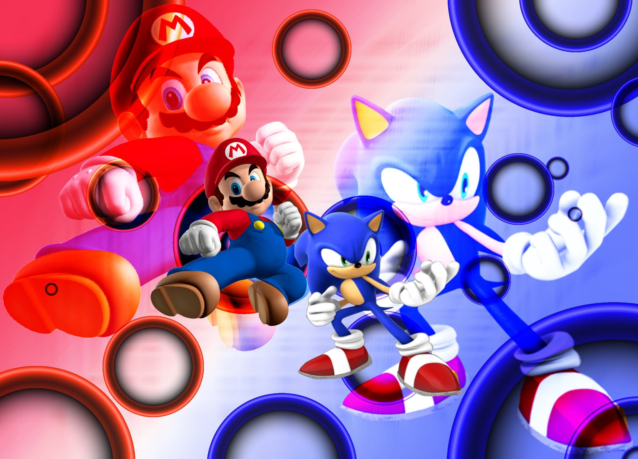Mario e Sonic in Smash Bros, idraulico, 2500x1800 2K, PC