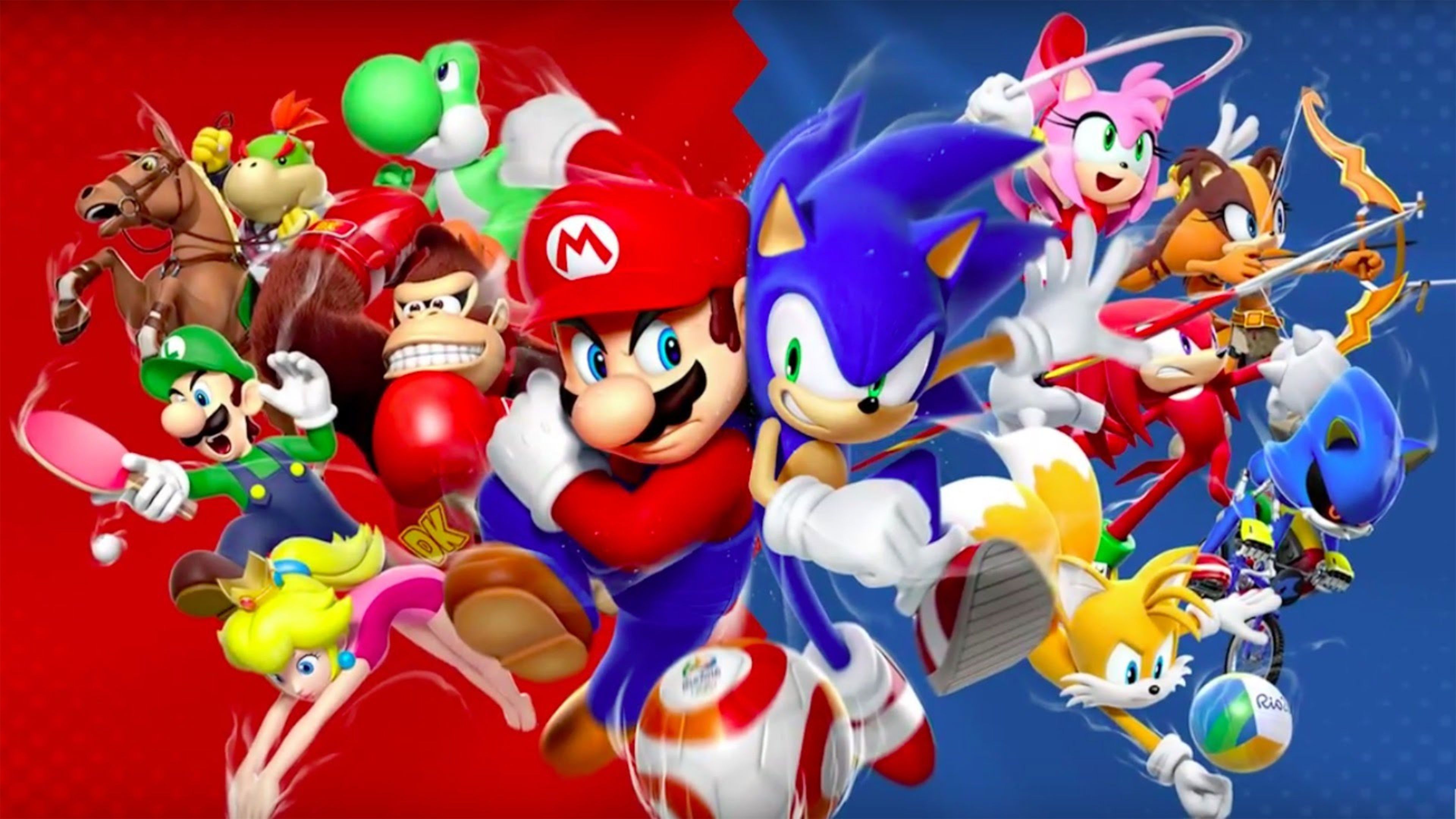 Mario e Sonic personaggi, Nintendo, 3840x2160 UHD, PC 4K
