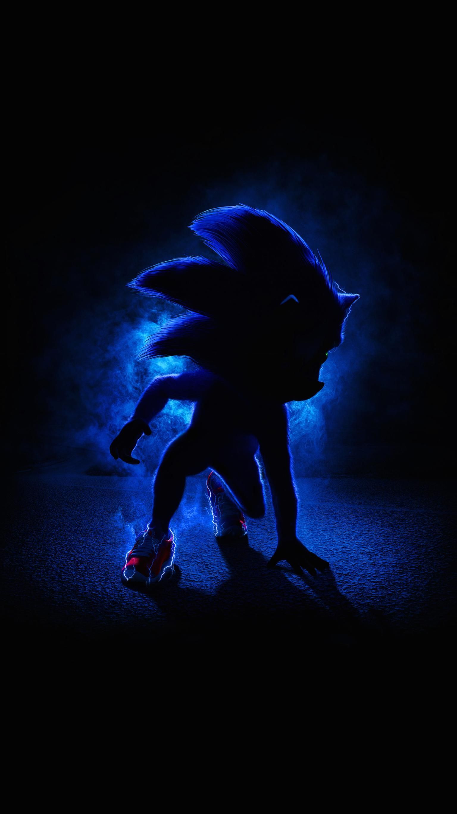 Sonic silhouette blu scuro, Sega, 1536x2732 Verticale, Mobile