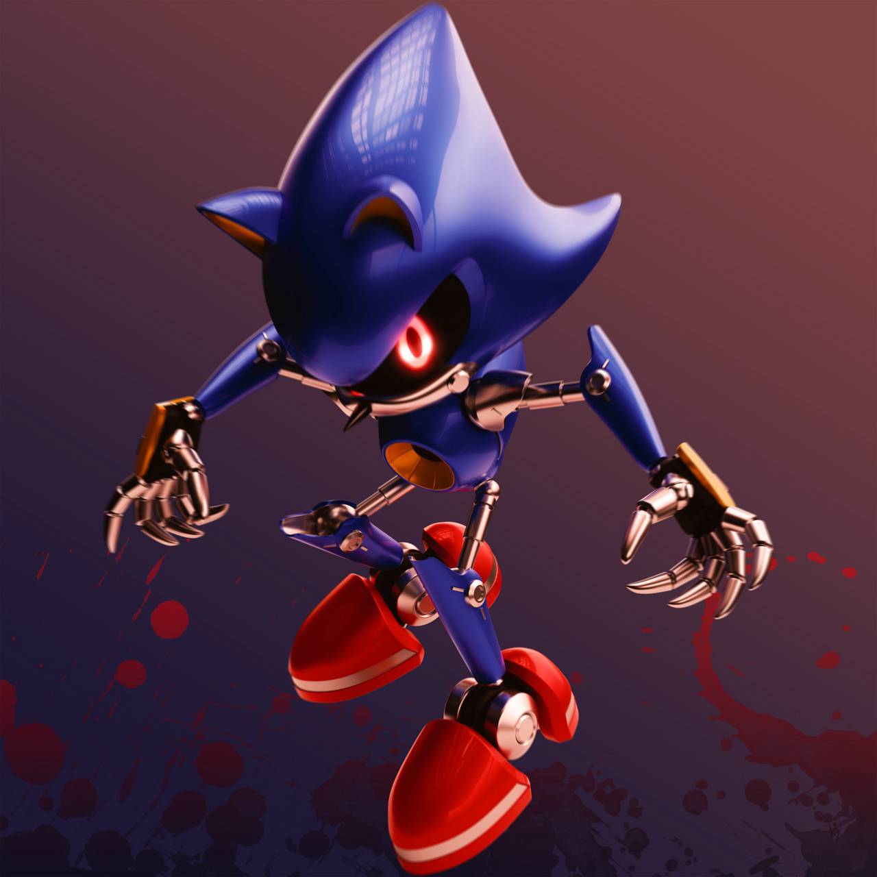 Metal Sonic robot blu, 1280x1280 HD, Desktop