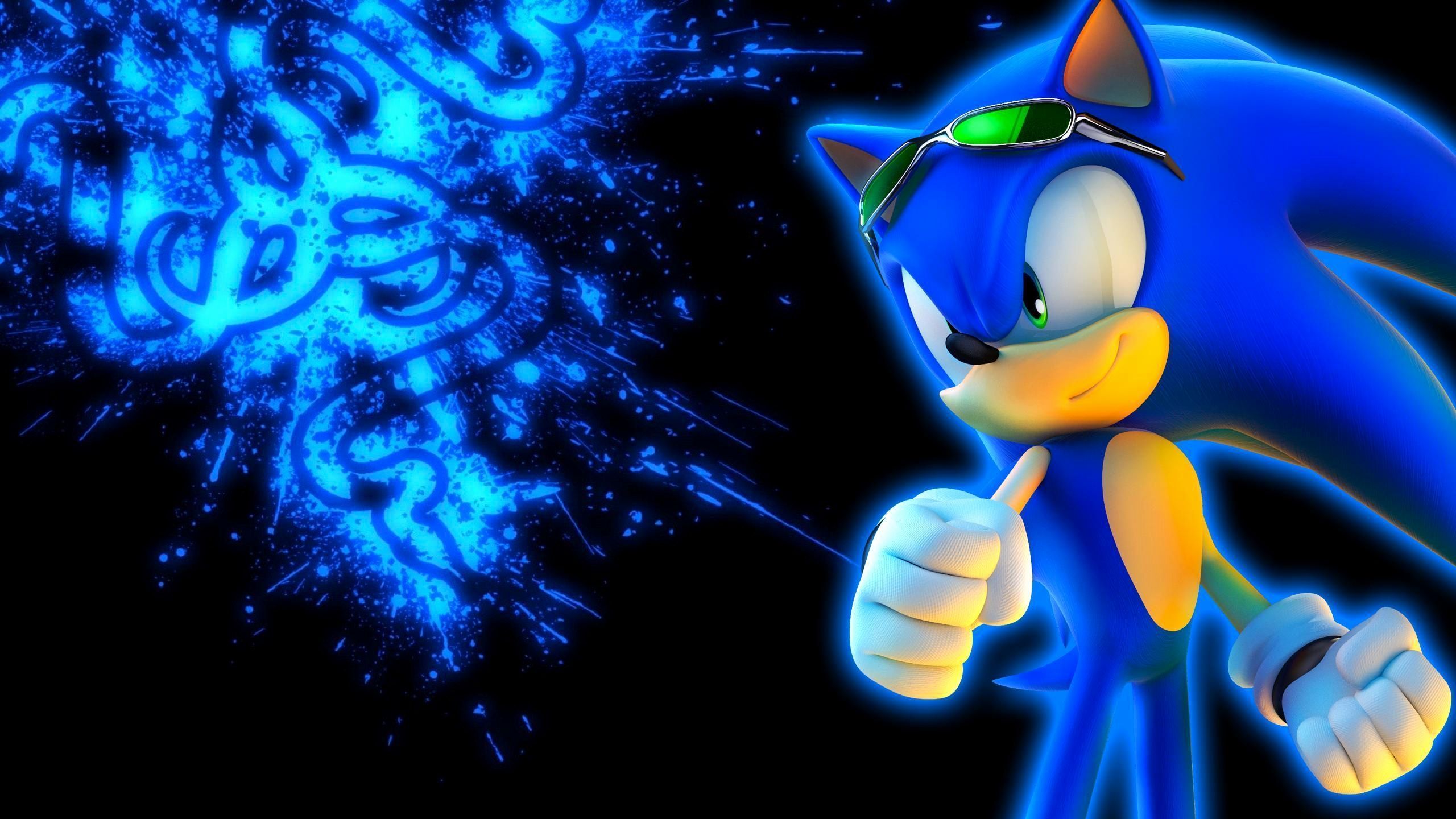 Sonic con occhiali blu neon, 2560x1440 1440p, Desktop