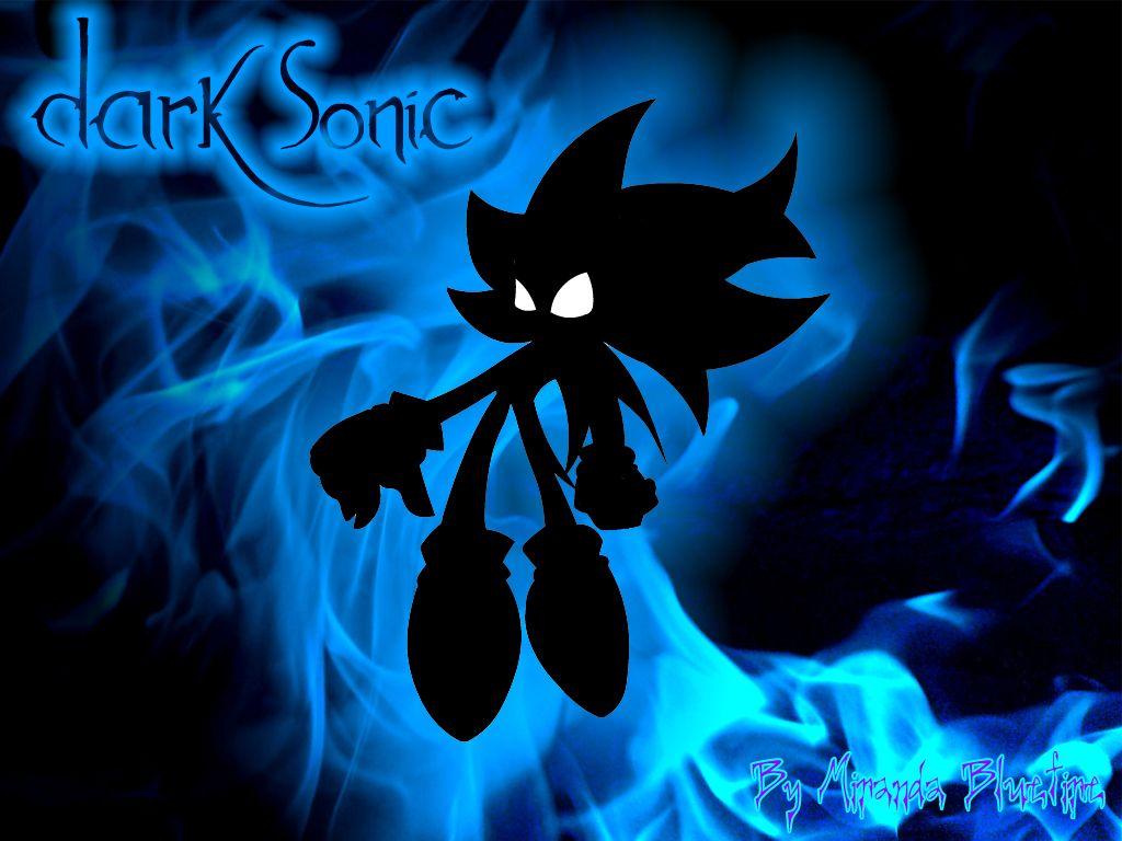 Dark Sonic silhouette fiamme blu, 1024x768 HD, PC