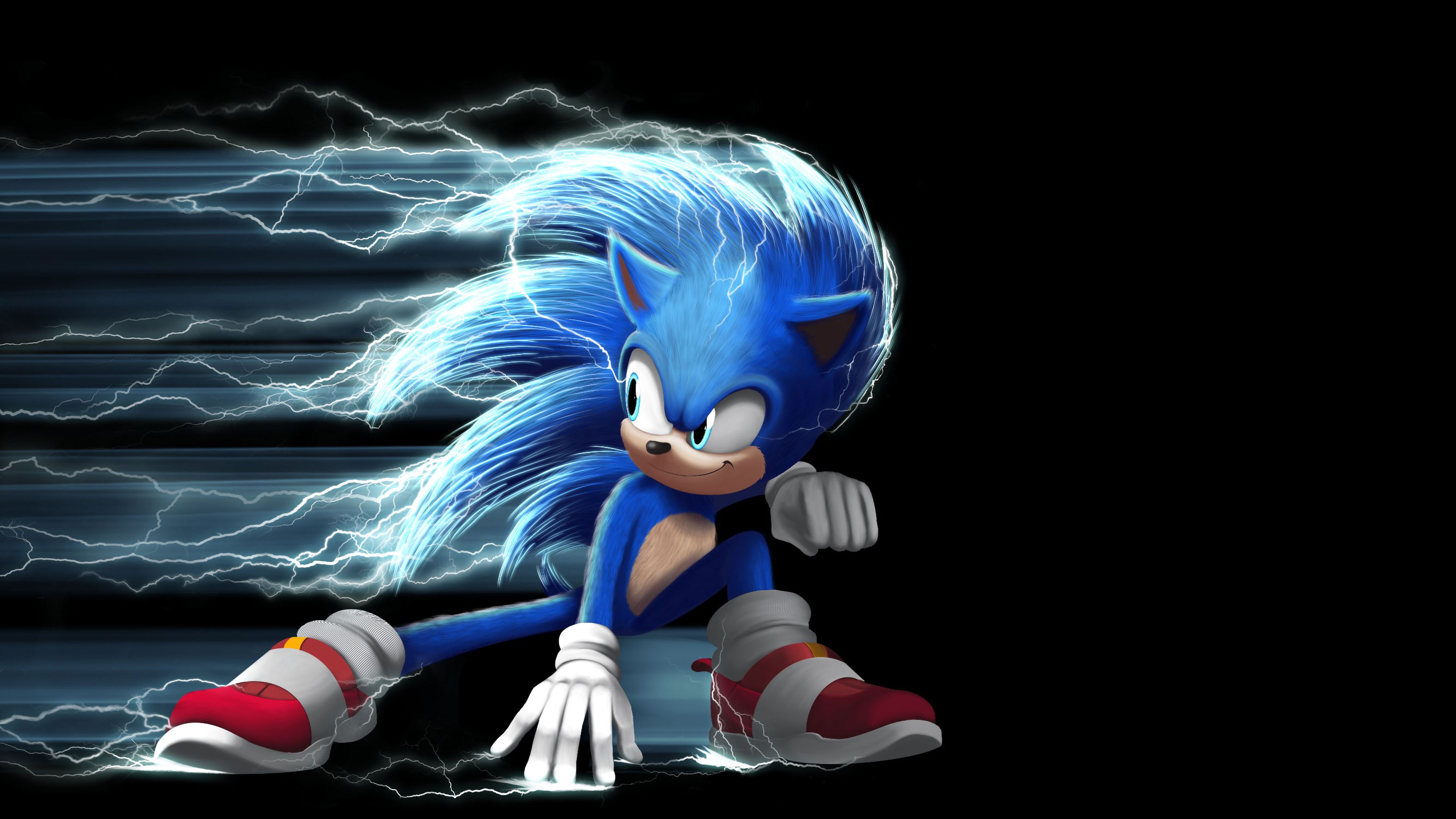 Sonic con fulmini blu, 3840x2160 4K, Desktop 4K