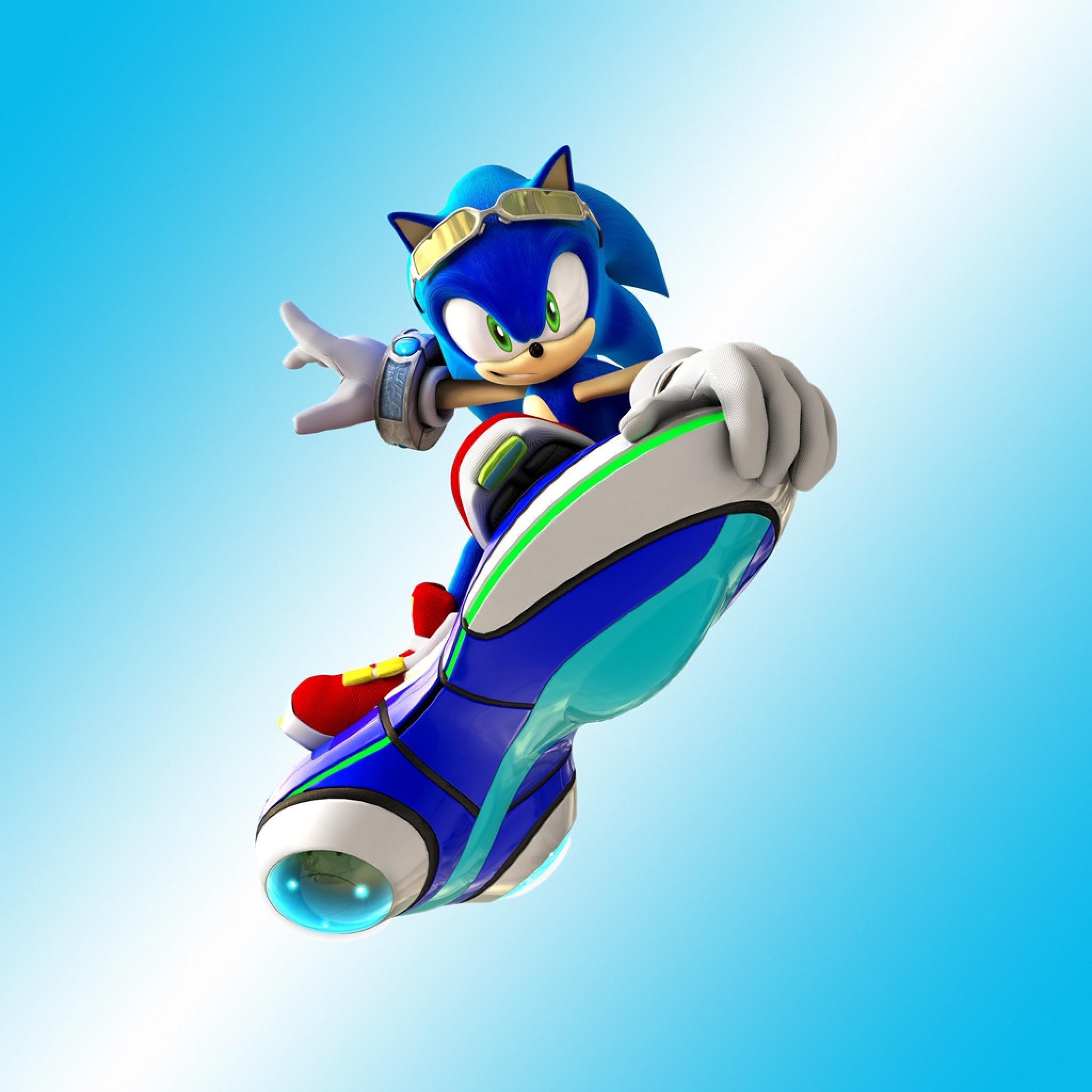 Sonic su tavola volante blu, 2048x2048 2K, Laptop