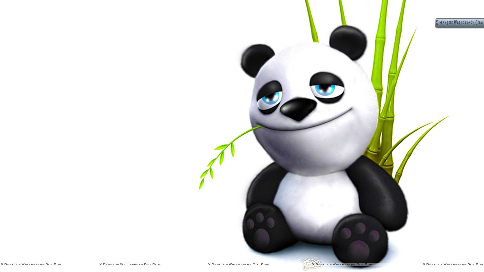 Panda 3D con sorriso e bambù, 1920x1080 Full HD, Desktop