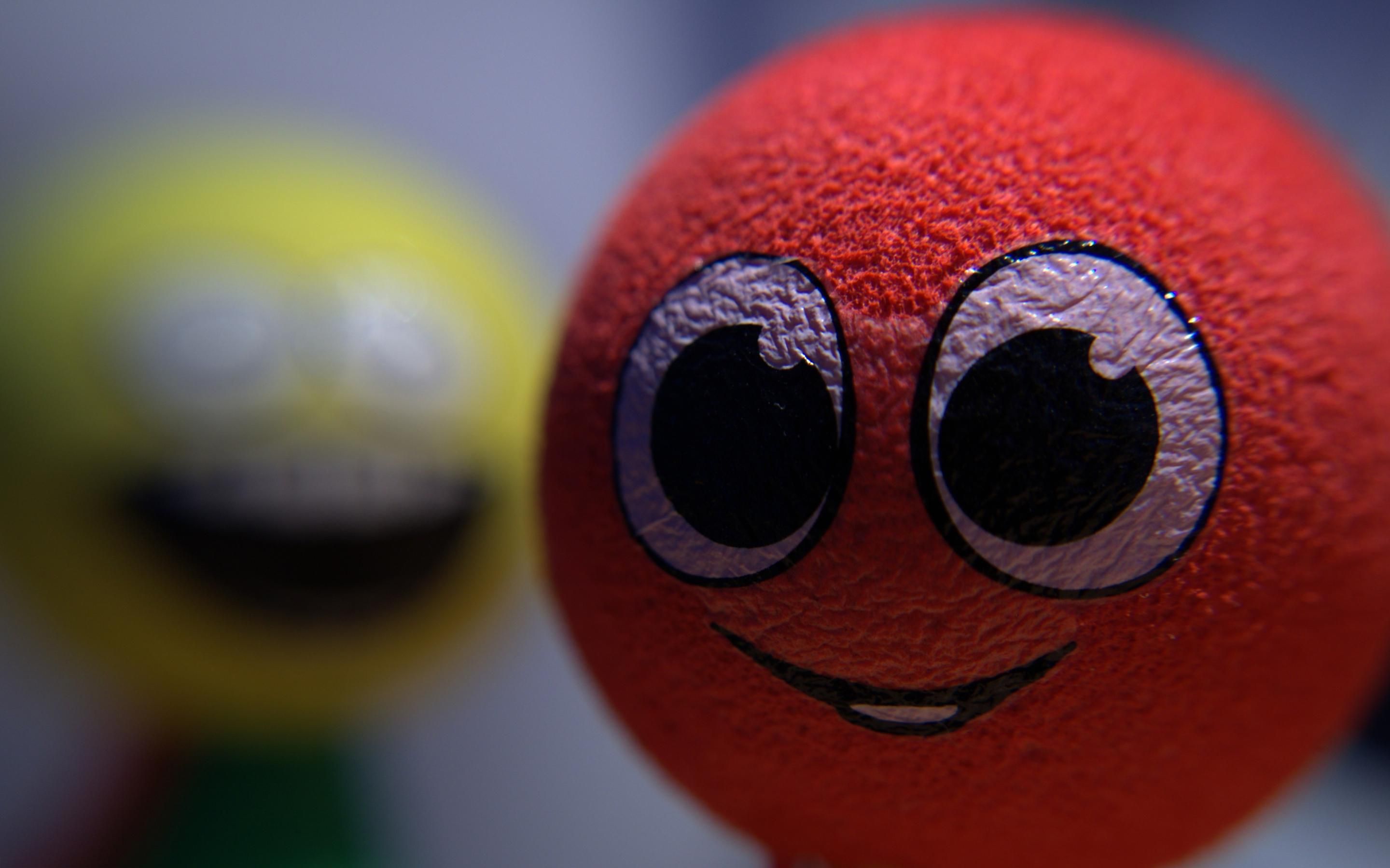 Palline sorriso rosso e giallo 3D, 2880x1800 2K+, Desktop