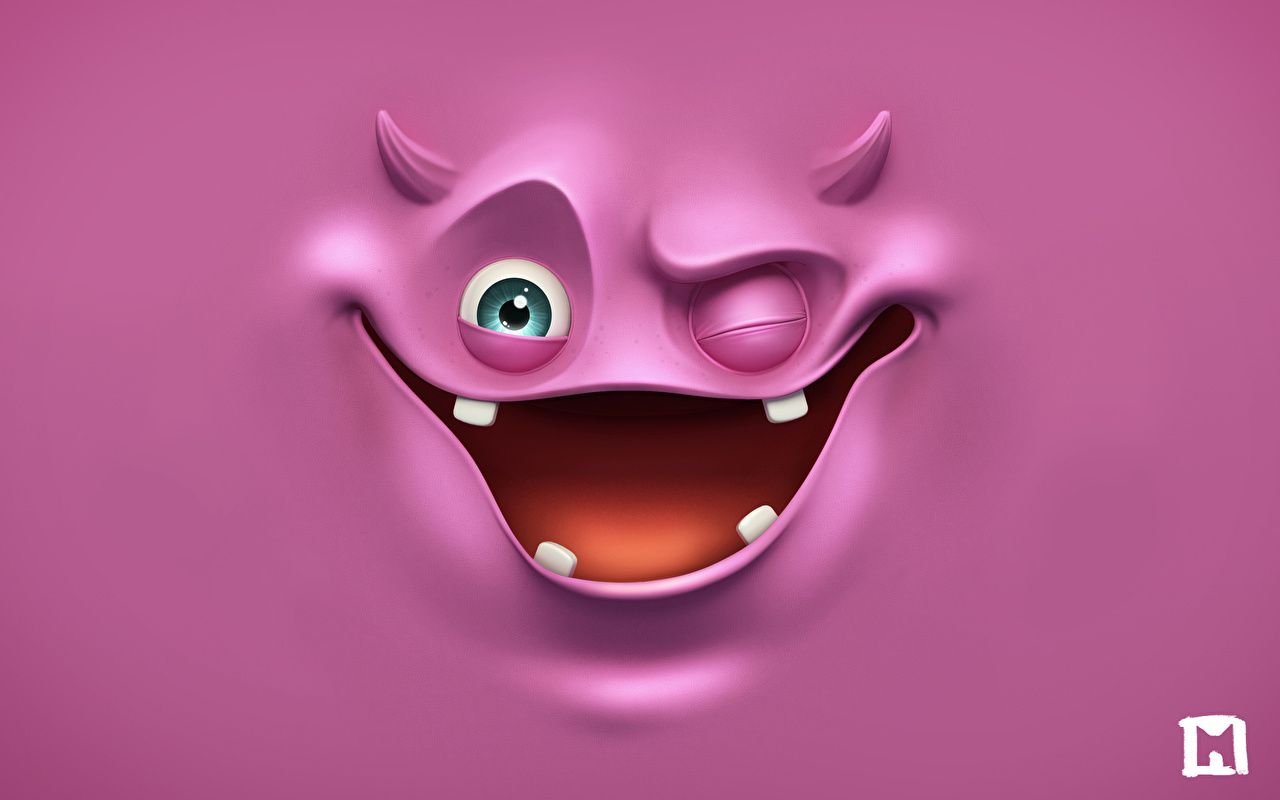 Faccina 3D rosa che sorride, 1280x800 720p, Acer Nitro