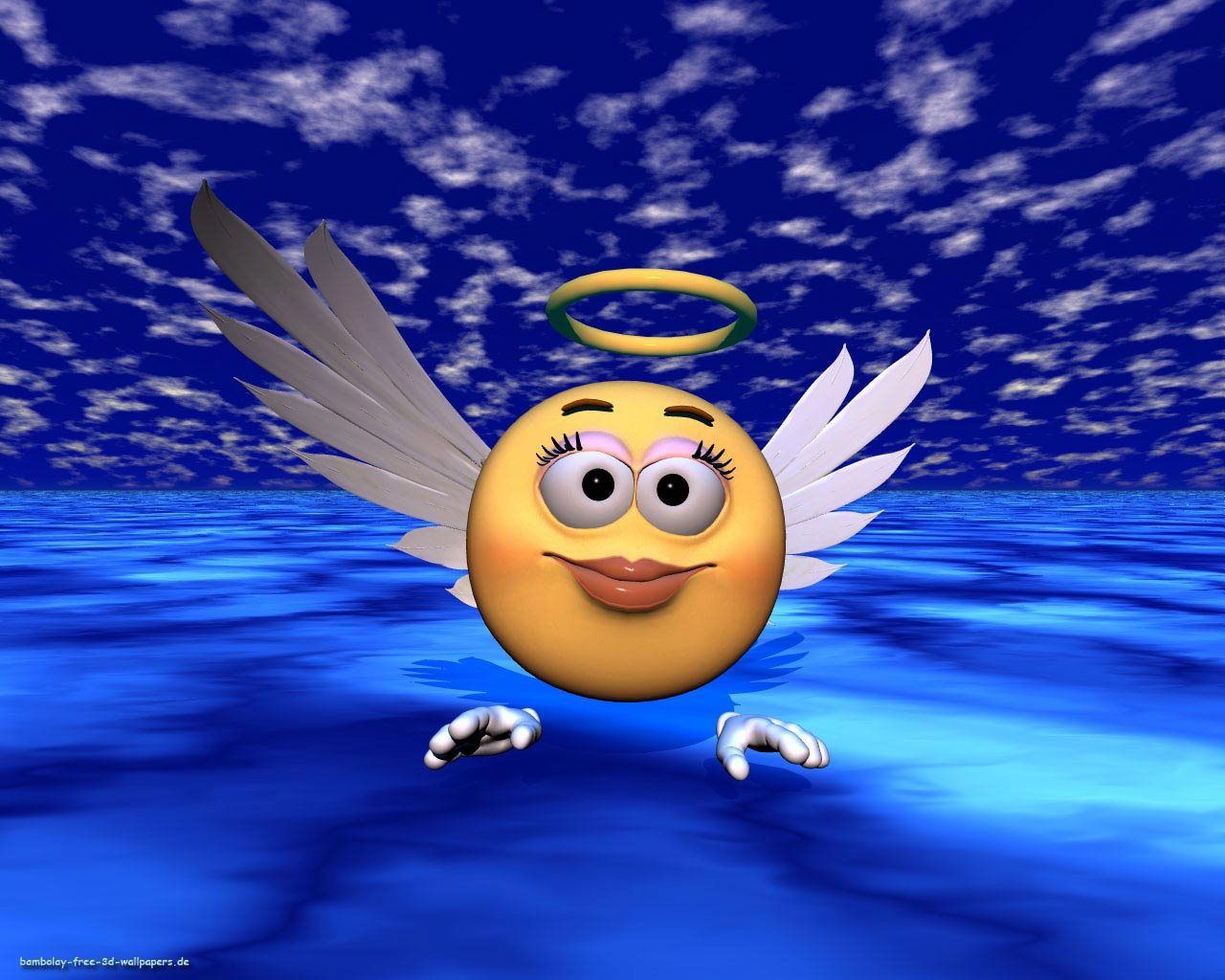 Emoticon angelo 3D sorridente, 1280x1024 HD, Desktop