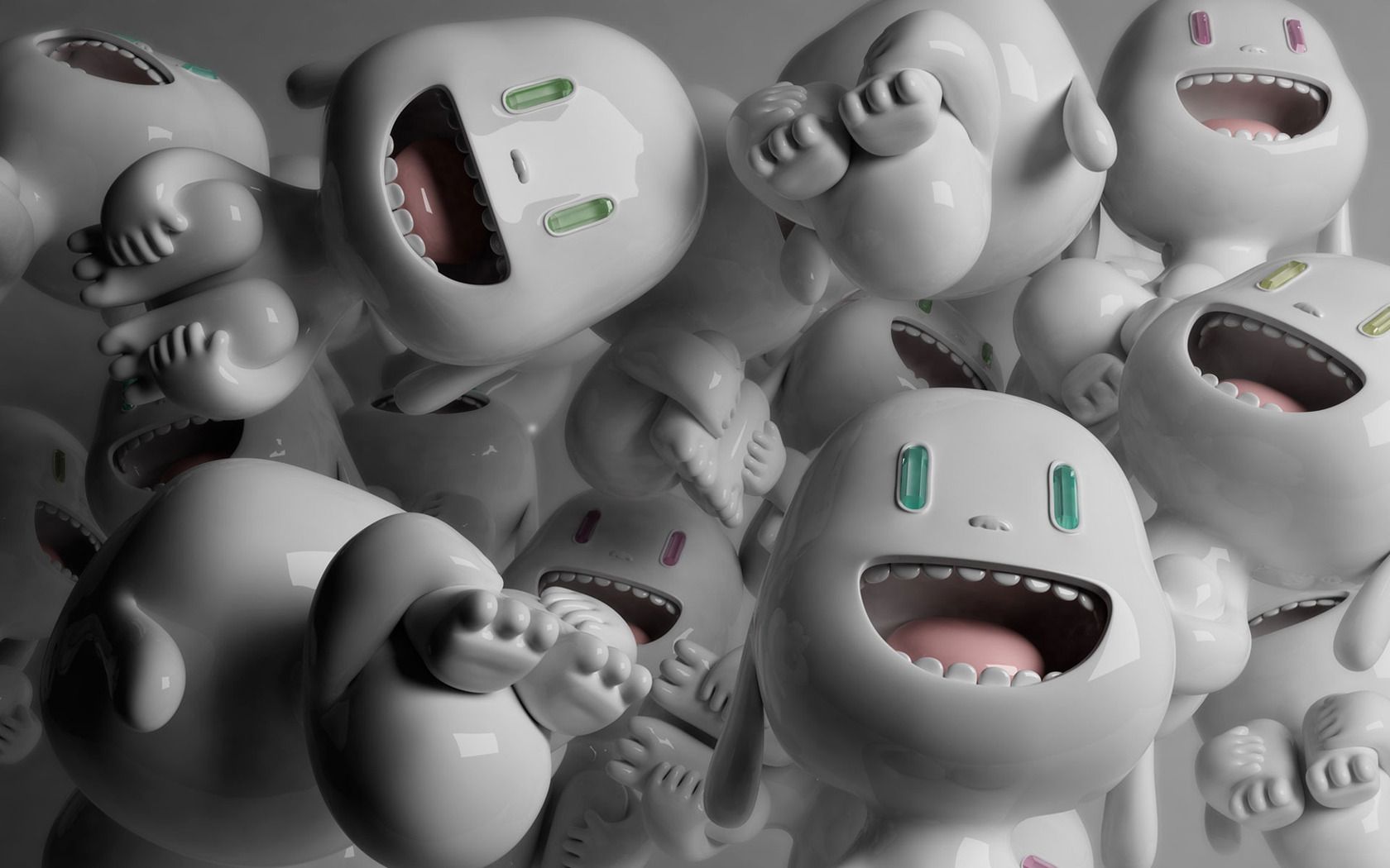 Personaggi 3D bianchi sorridenti, 1680x1050 900p, HP Laptop