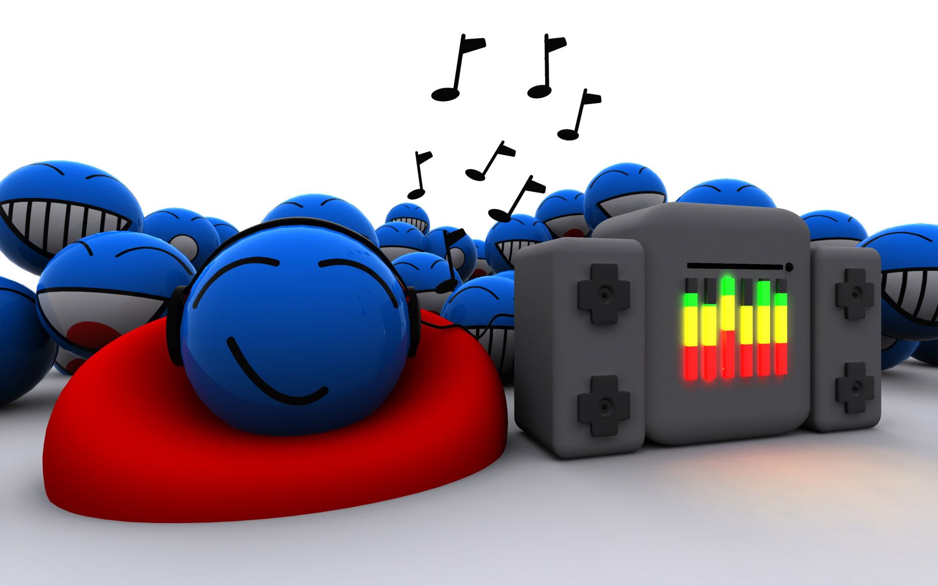 Smiley 3D blu con musica, 1920x1200 Full HD+, Desktop