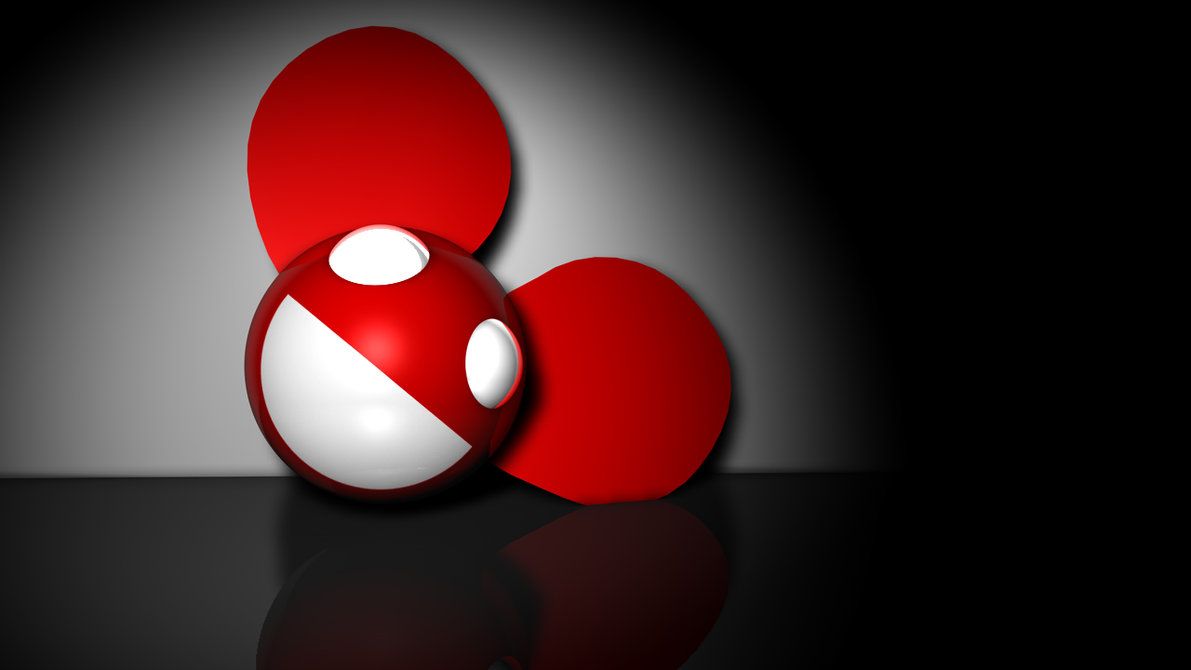 Logo 3D Deadmau5 rosso, 1191x670 HD, Laptop