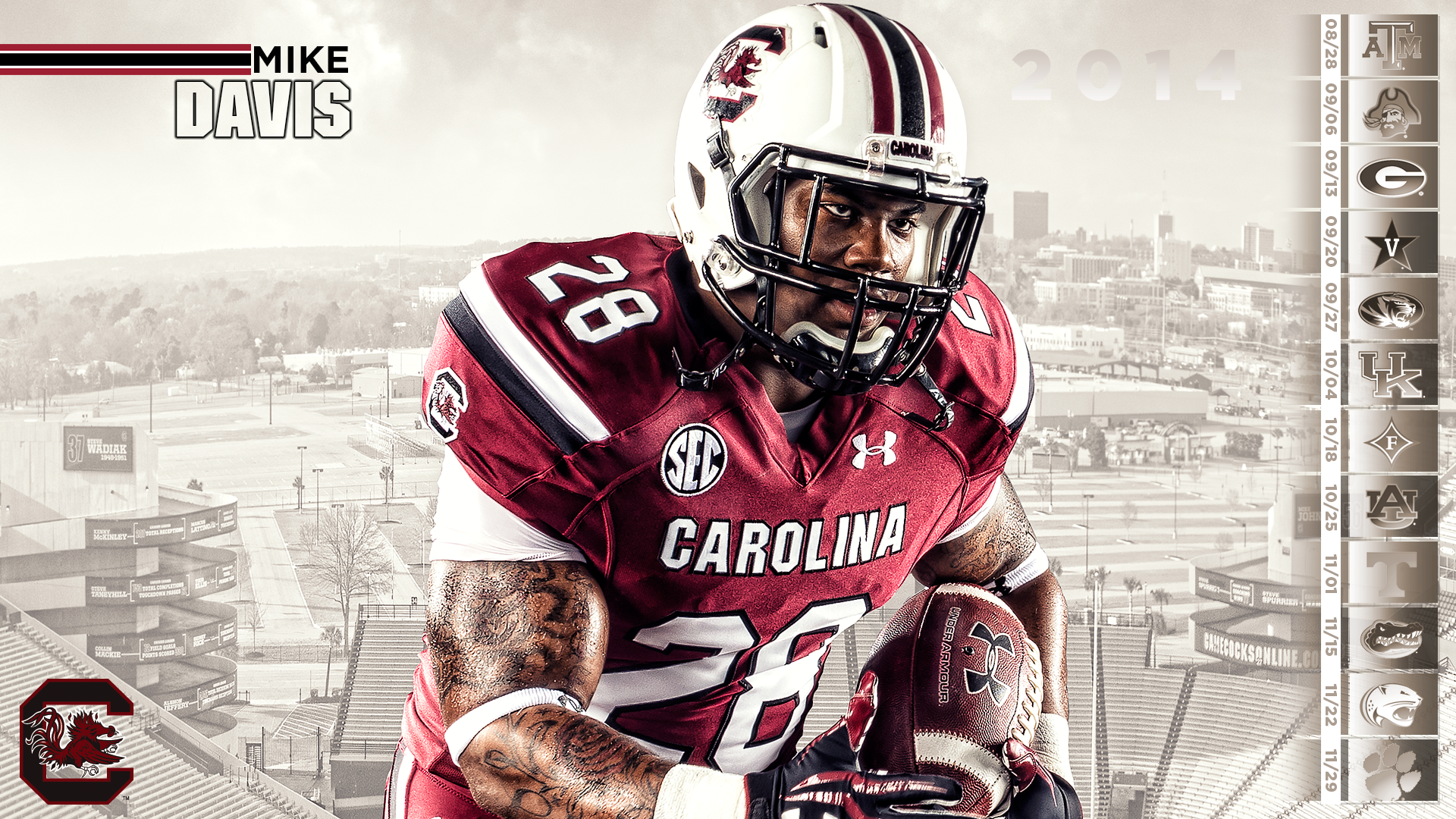South Carolina Gamecocks giocatore football, 1920x1080 Full HD 1080p, PC