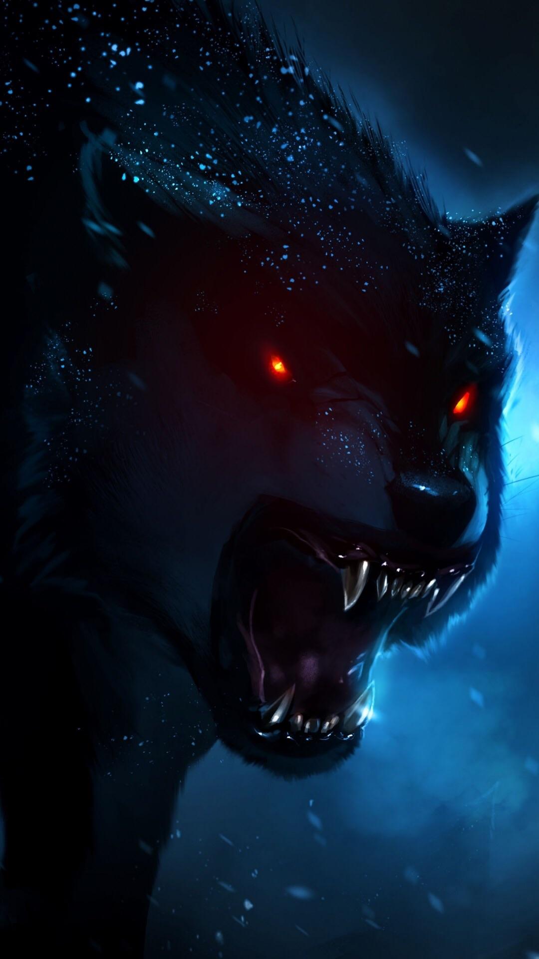 Lupo demoniaco occhi rossi, 1080x1920 Full HD Verticale, Smartphone