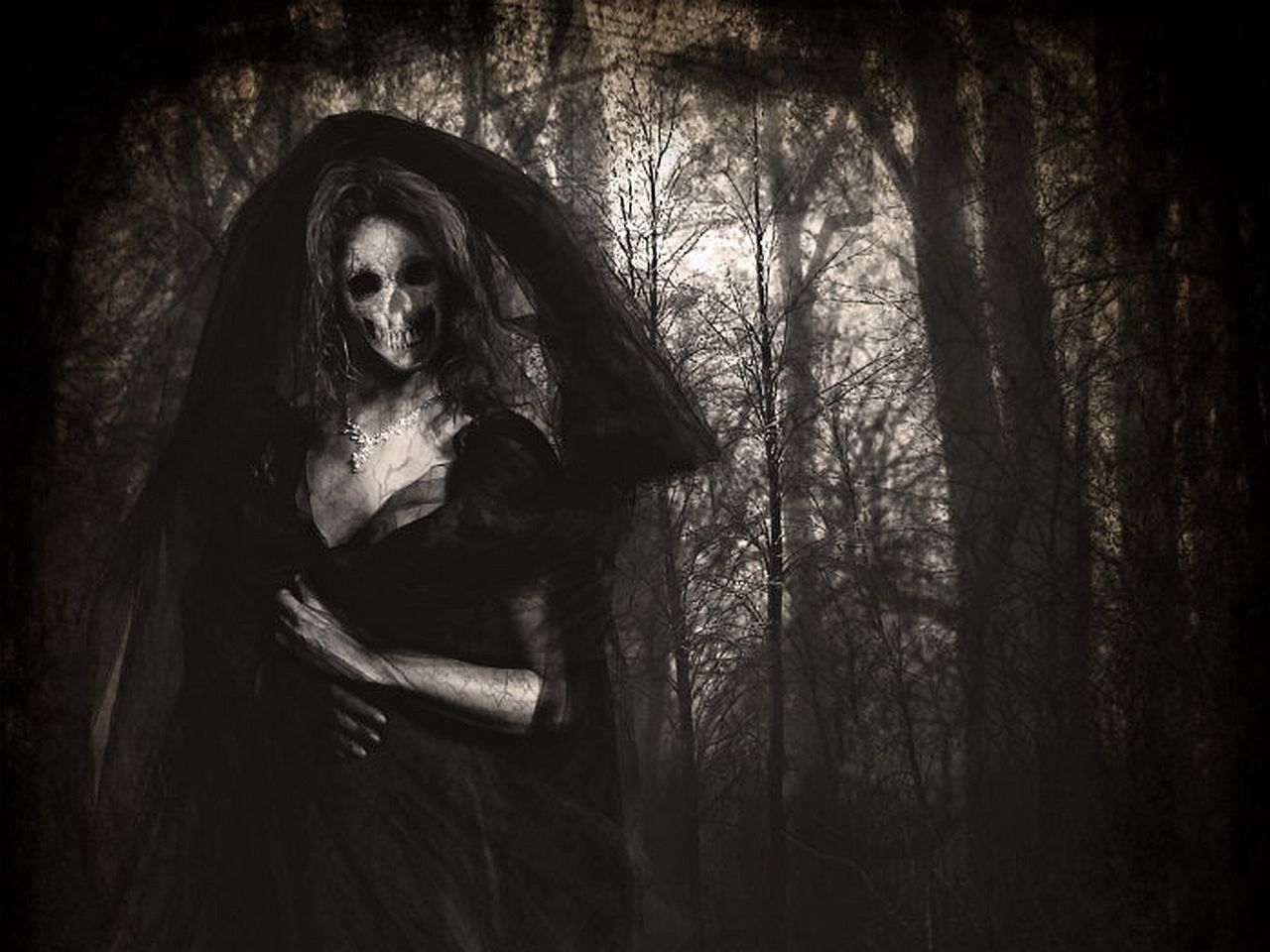 Donna fantasma nella foresta scura, 1280x960 HD, PC Desktop