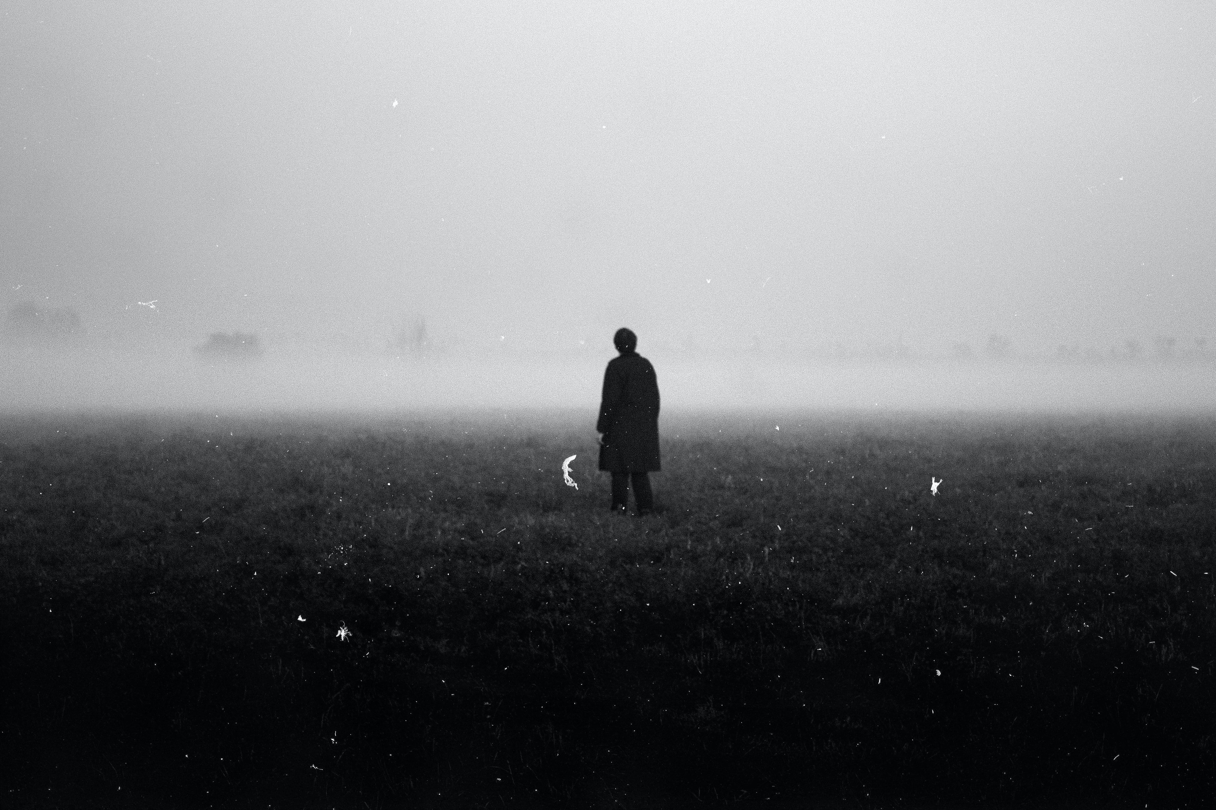 Figura solitaria nella nebbia, 5000x3333 Ultra HD, PC