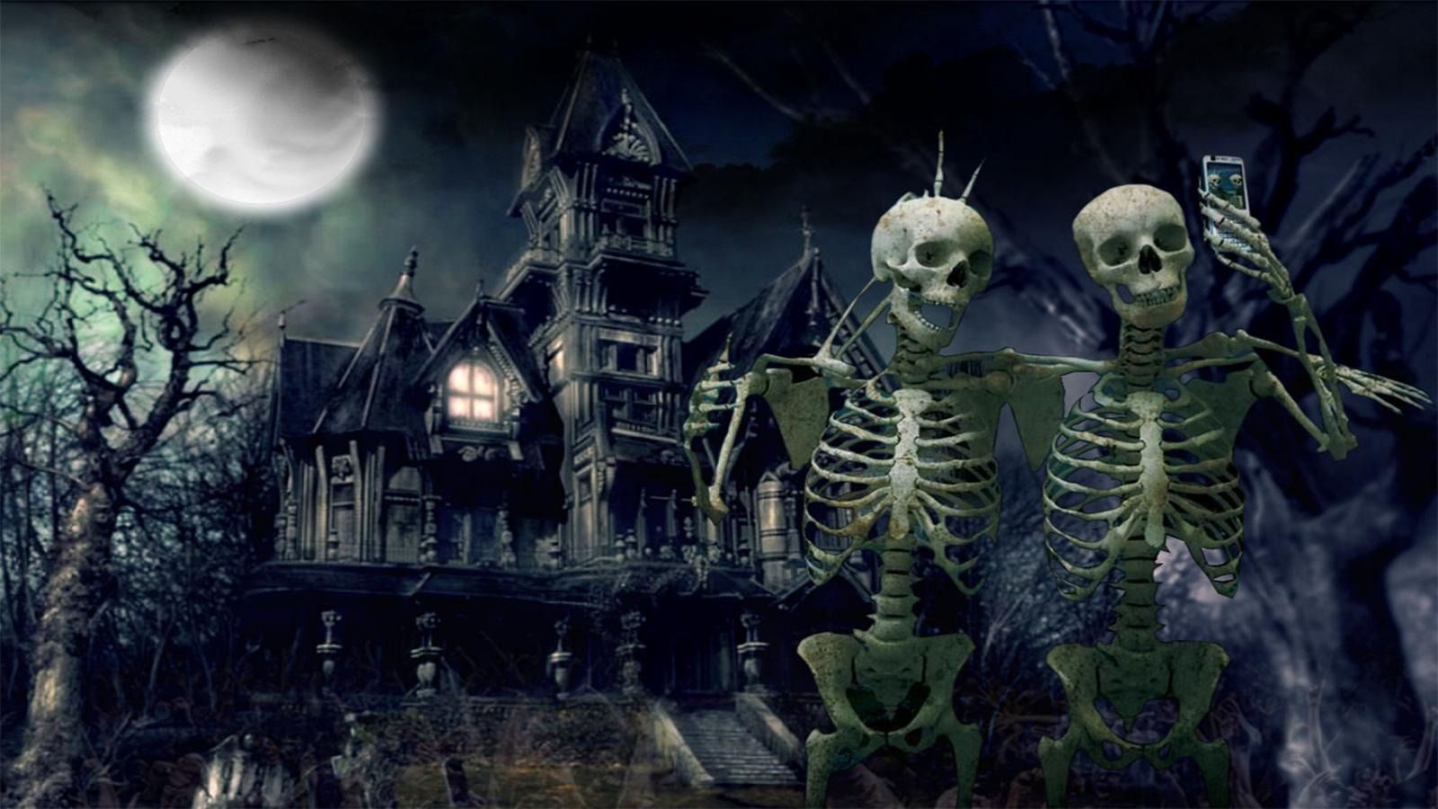 Scheletri casa infestata Halloween, 1600x900 900p, PC Desktop