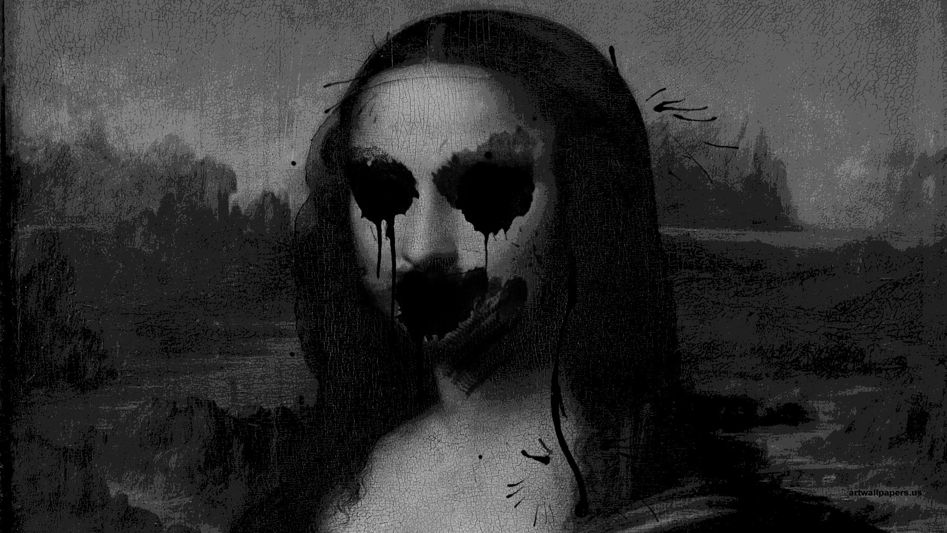 Monna Lisa horror occhi neri, 1920x1080 1080p, Desktop