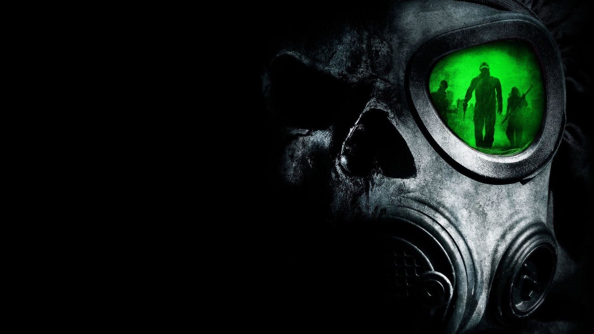Teschio maschera antigas verde, 1920x1080 Full HD, PC