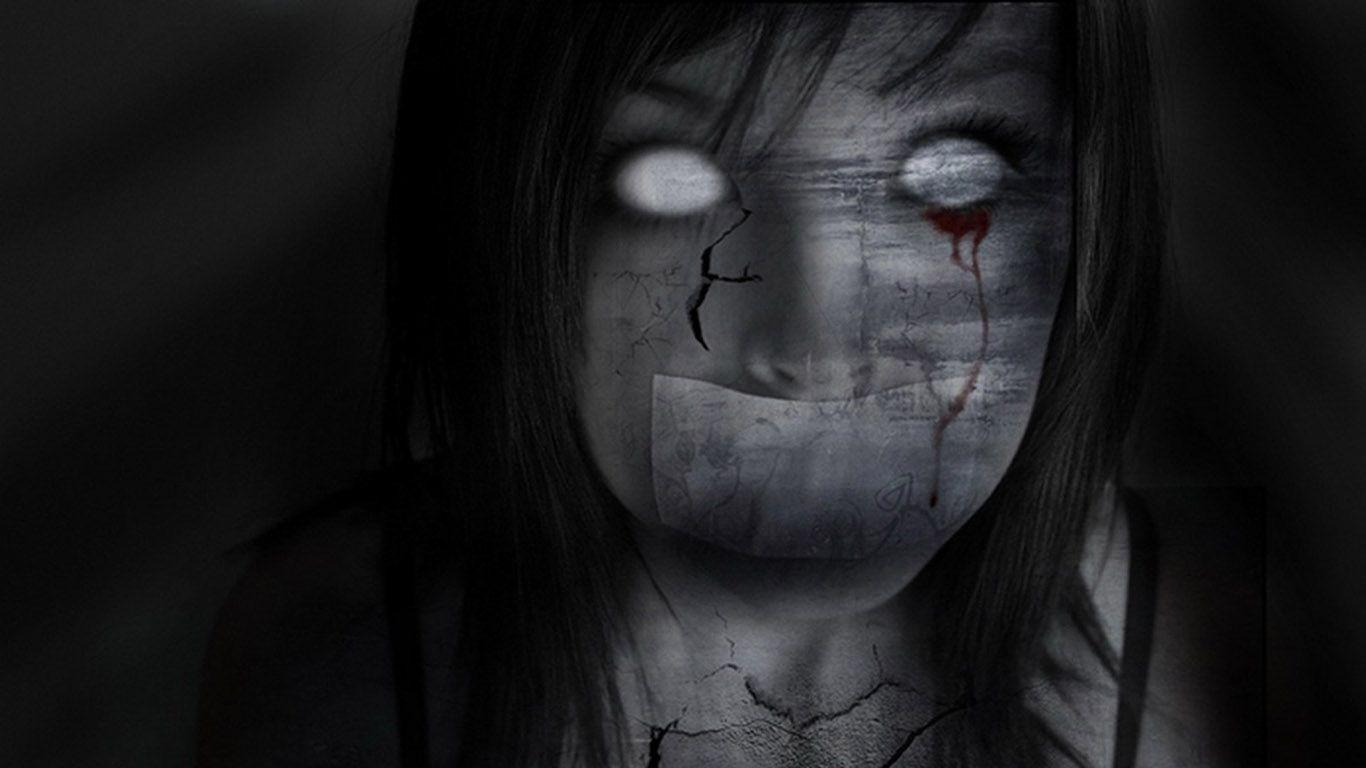 Volto fantasma inquietante occhi bianchi, 1366x768 720p, PC