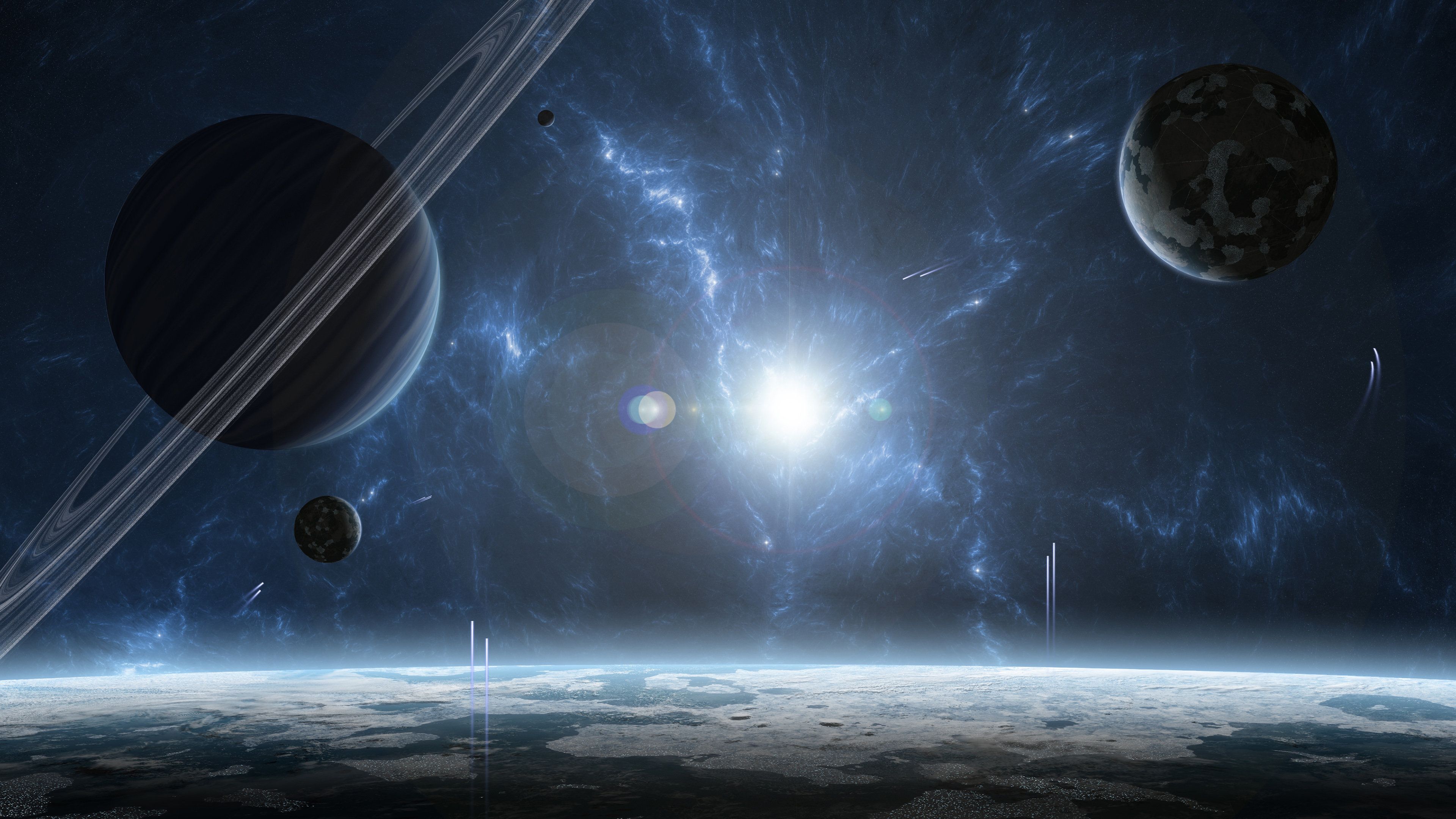 Pianeti e anelli nello spazio, 3840x2160 4K, Desktop 4K