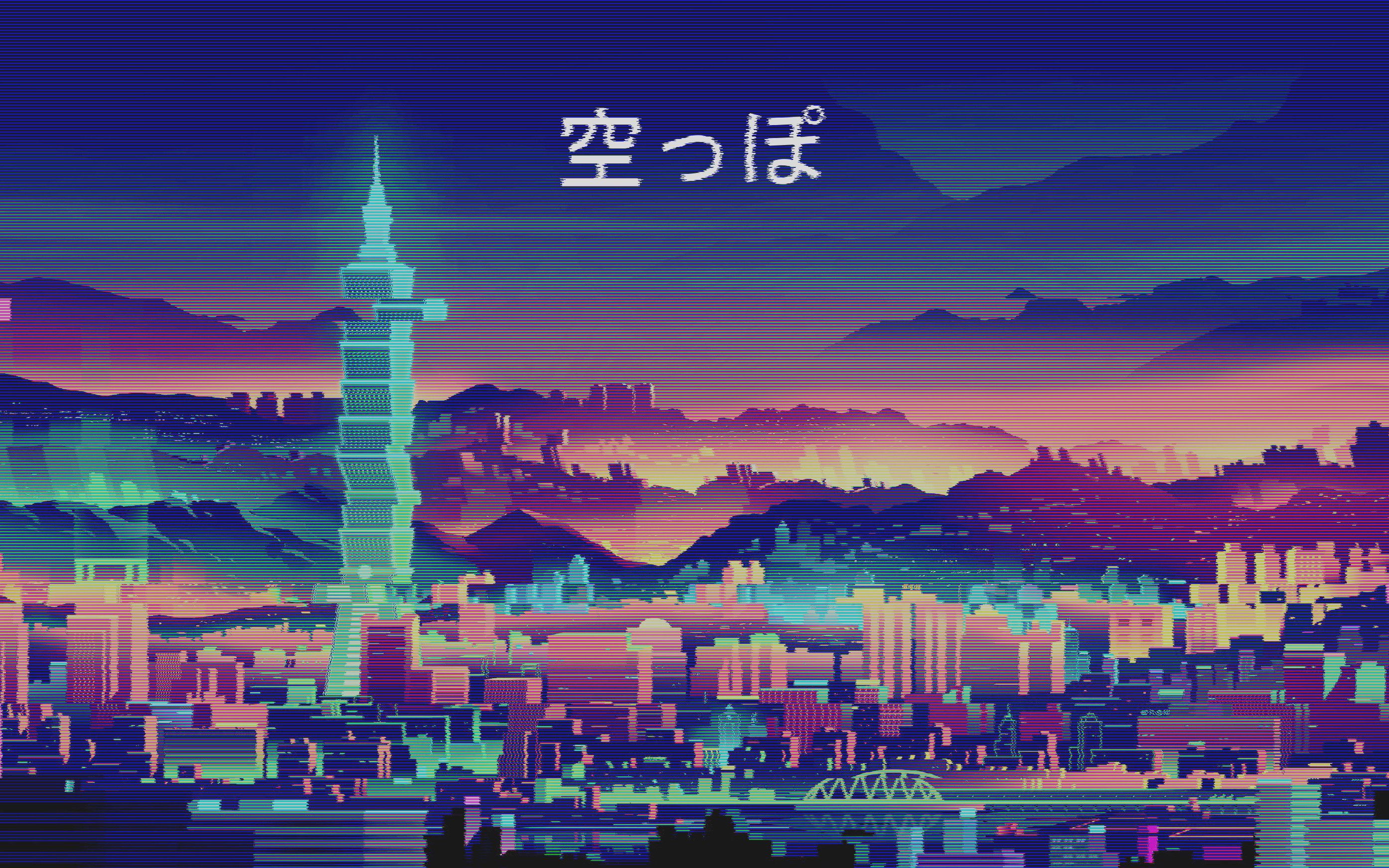 Skyline notturno neon viola, 2787x1742 2K, PC