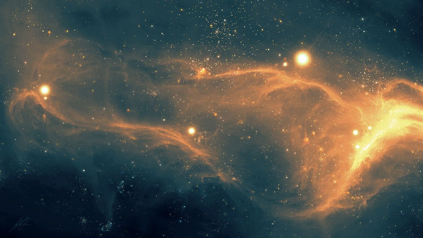Nebulosa arancione stellata spazio, 1366x768 HD, Desktop