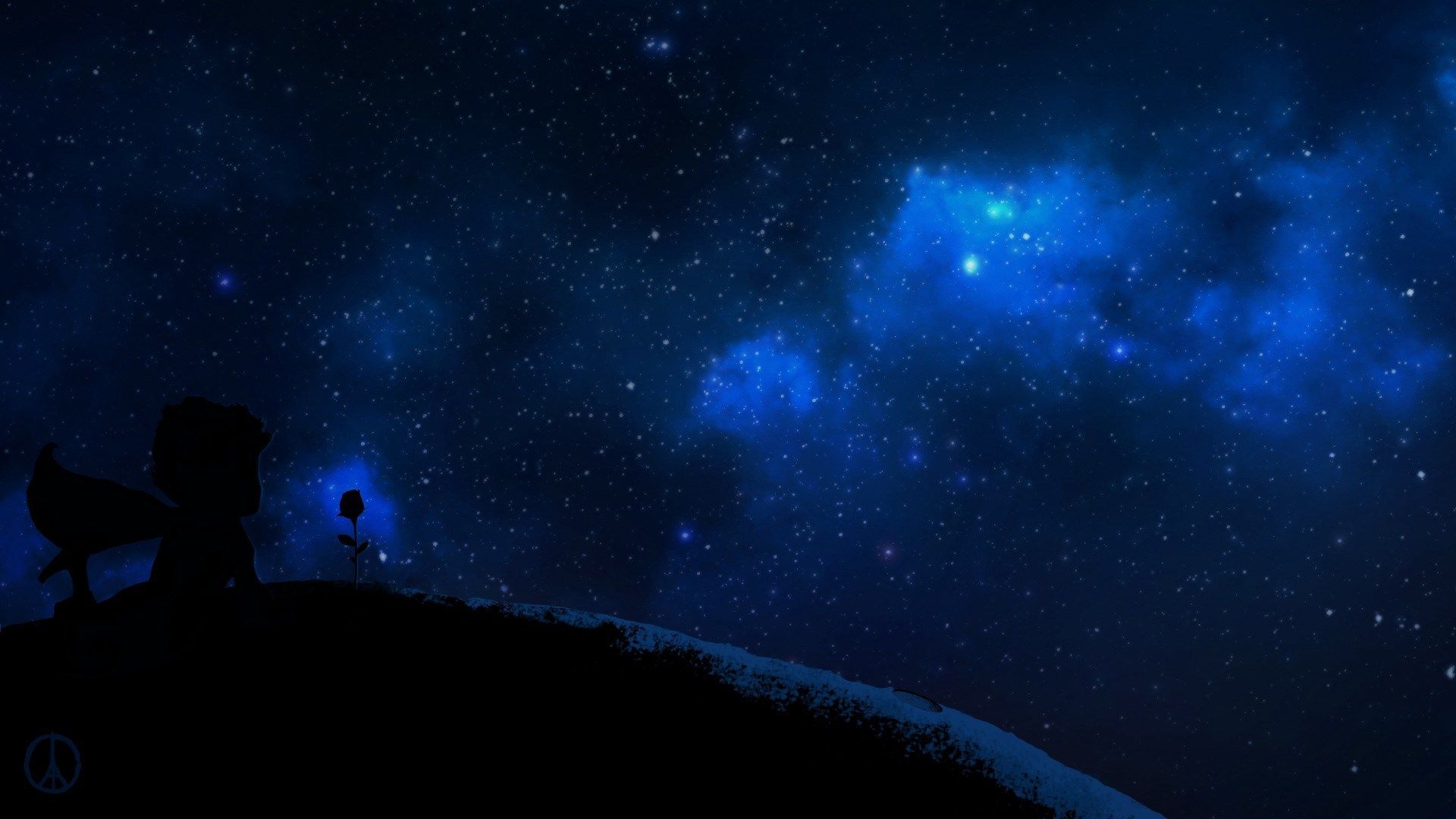 Silhouette telescopio cielo stellato blu, 1920x1080 Full HD, Desktop