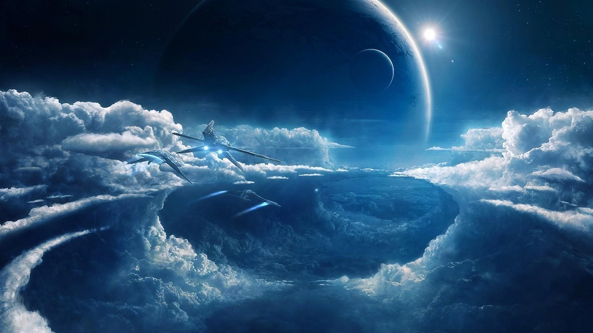 Pianeti sopra nuvole blu, 1920x1080 Full HD 1080p, Laptop