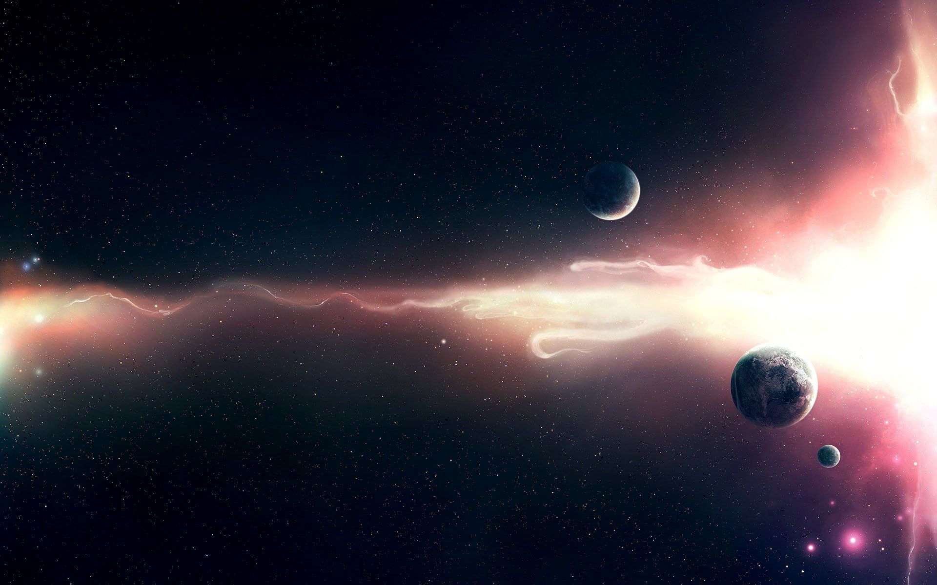 Pianeti nello spazio con luce, 1920x1200 WUXGA, Desktop