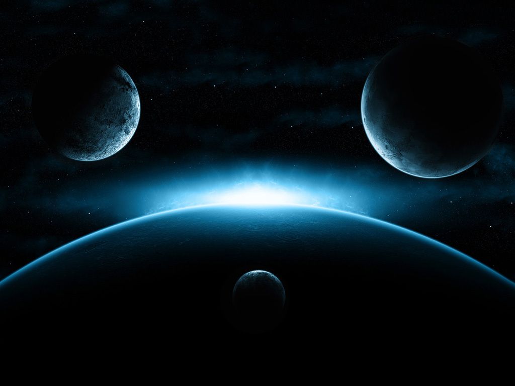 Pianeti spaziali blu scuro, 1024x768 HD, PC