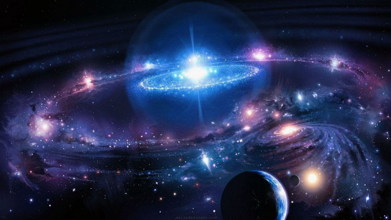 Galassia spaziale con pianeta, 1245x700 HD, Desktop