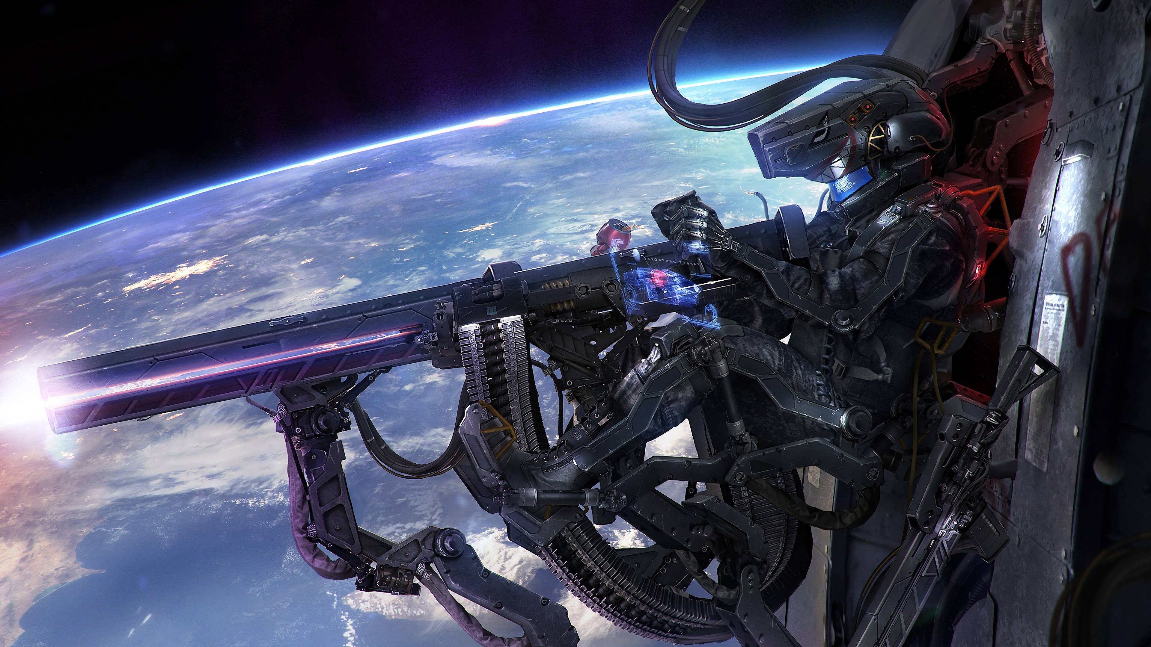 Soldato spaziale con arma laser, 3840x2160 4K Ultra HD, Monitor 4K