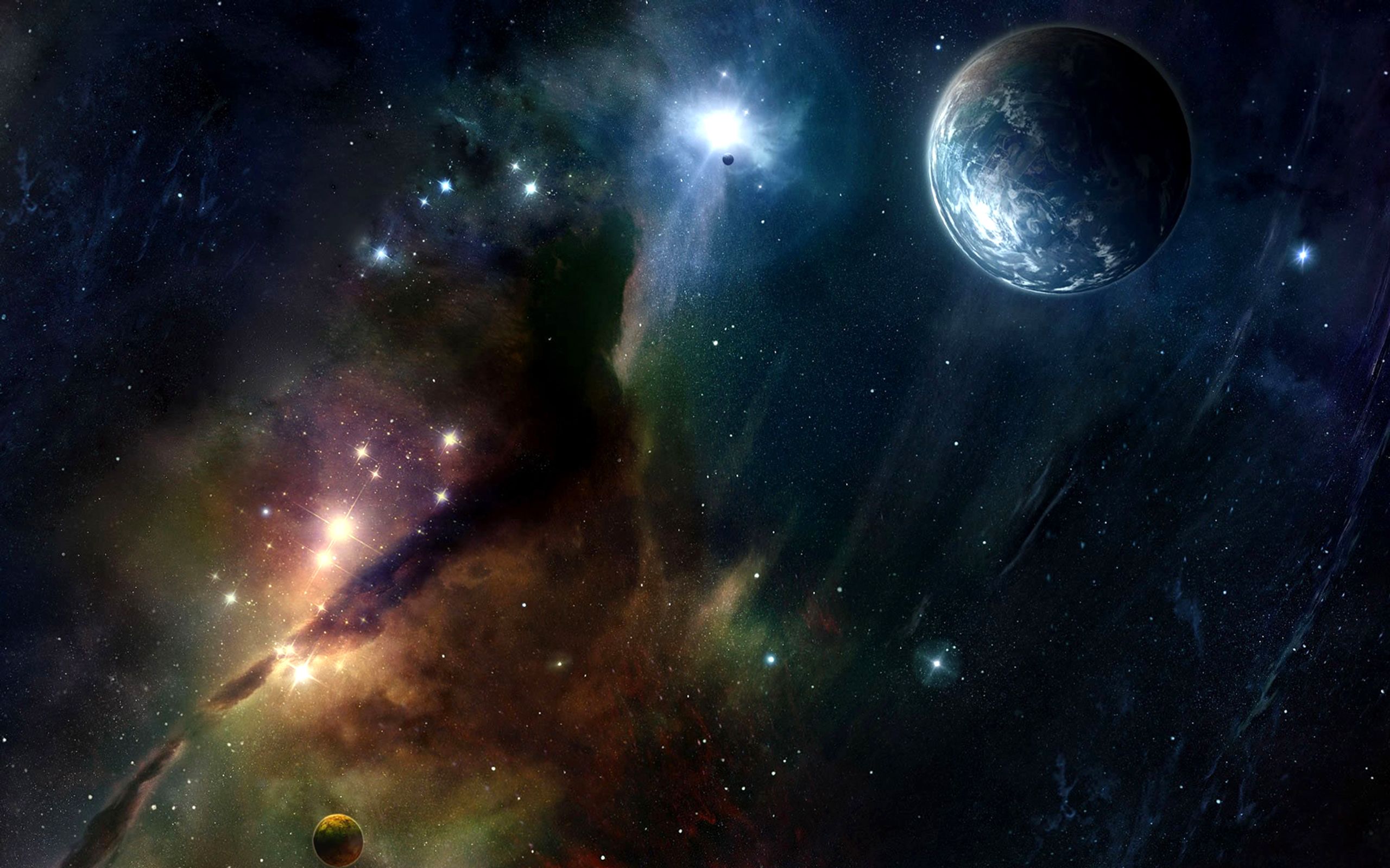 Nebulosa spaziale con pianeta, 2560x1600 2K, Desktop