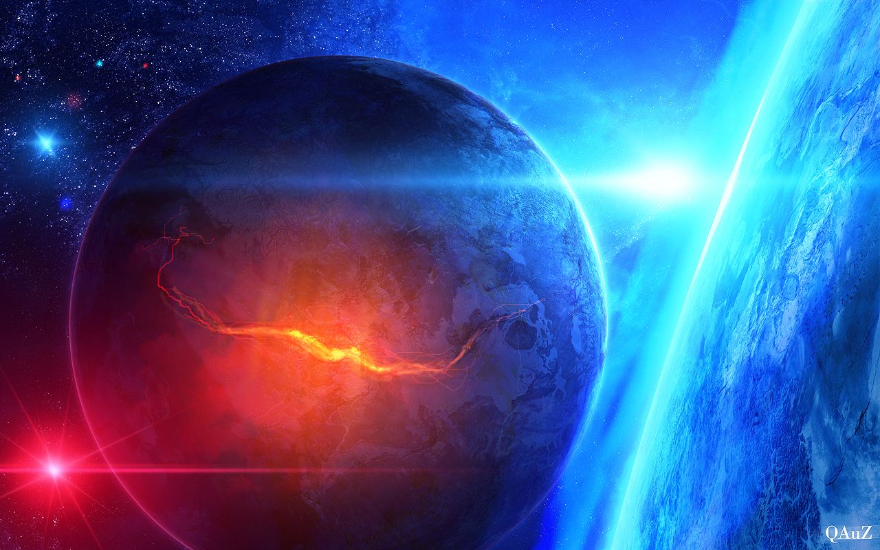 Pianeta con lava e stelle, 1280x800 HD, Desktop