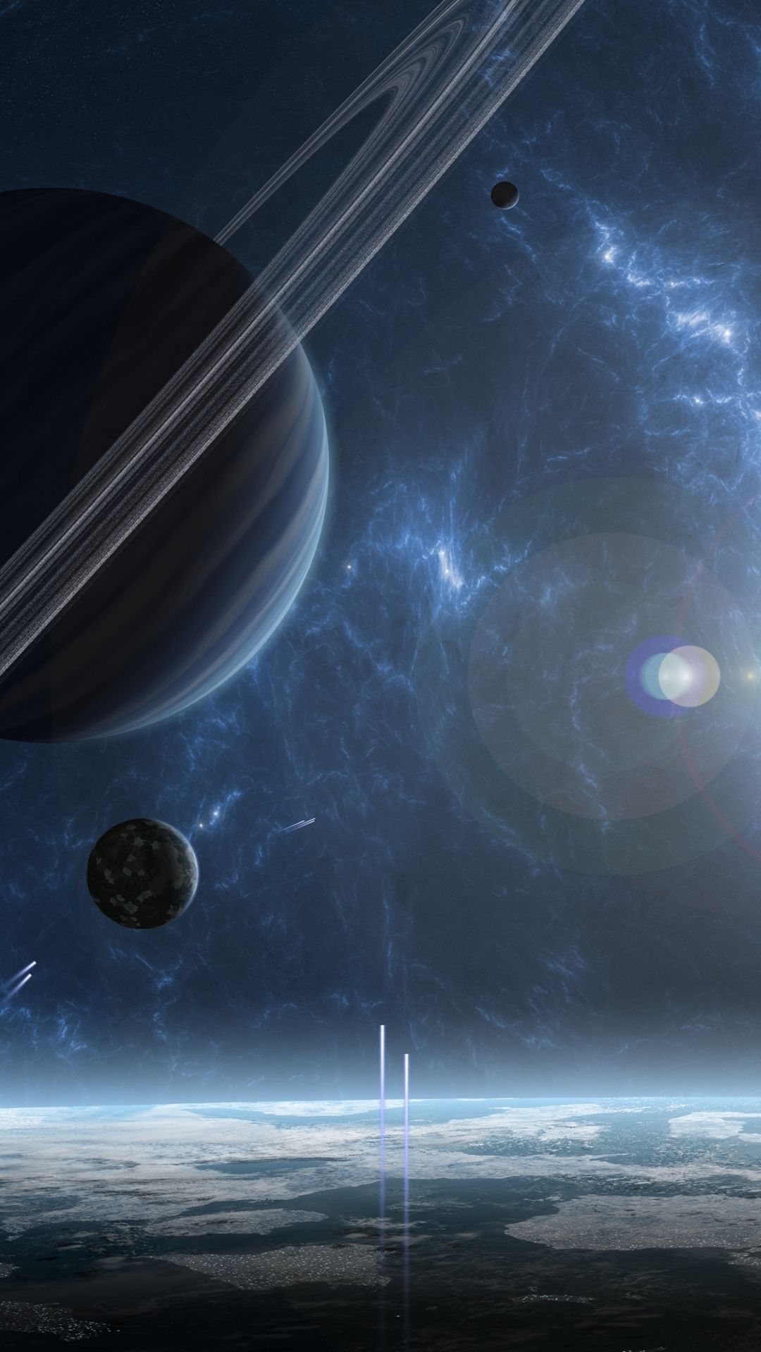 Pianeta con anelli spaziale, 1080x1920 Full HD Verticale, Smartphone