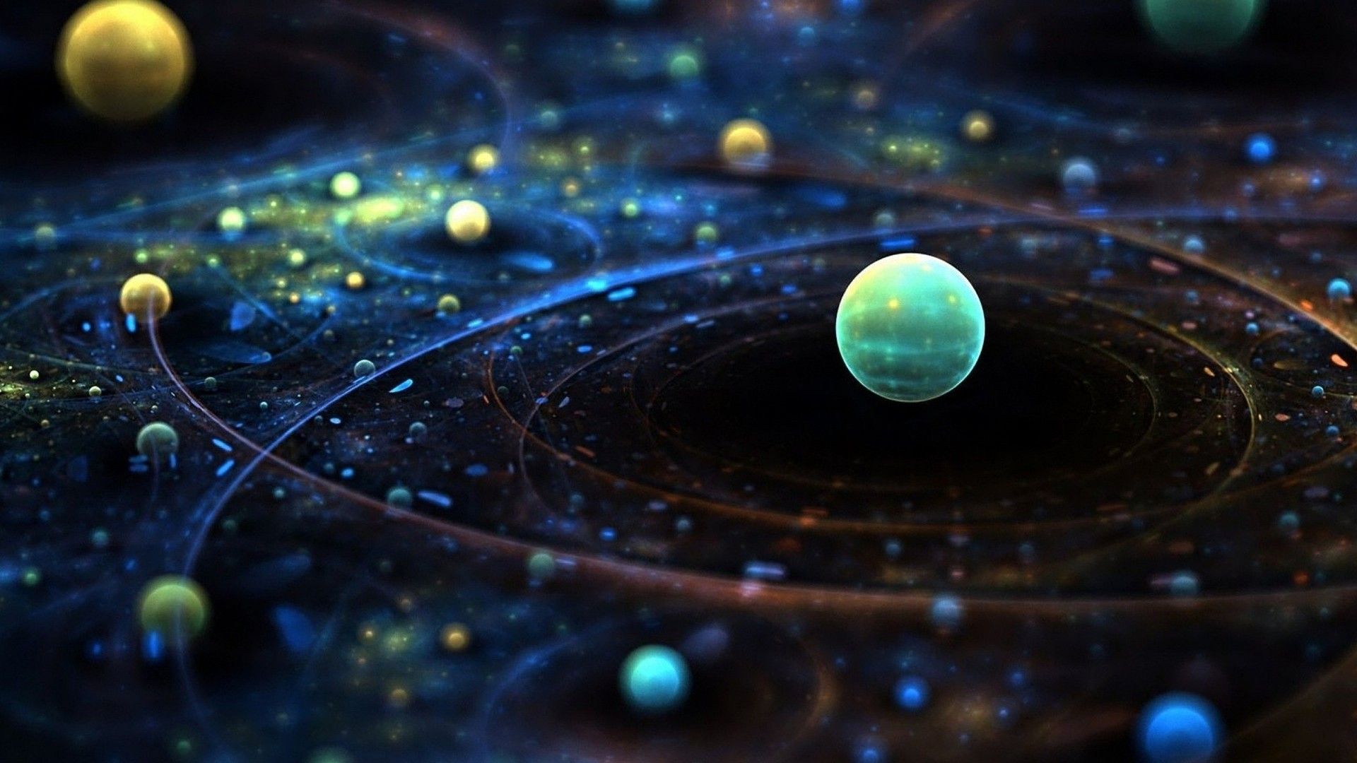 Pianeti astratti orbite spaziali, 1920x1080 Full HD, PC Desktop