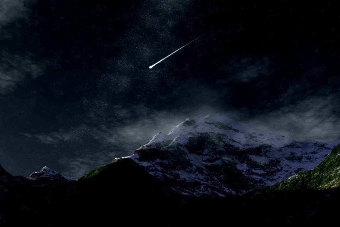 Meteora sopra montagna innevata notturna, 1147x767 HD, iMac