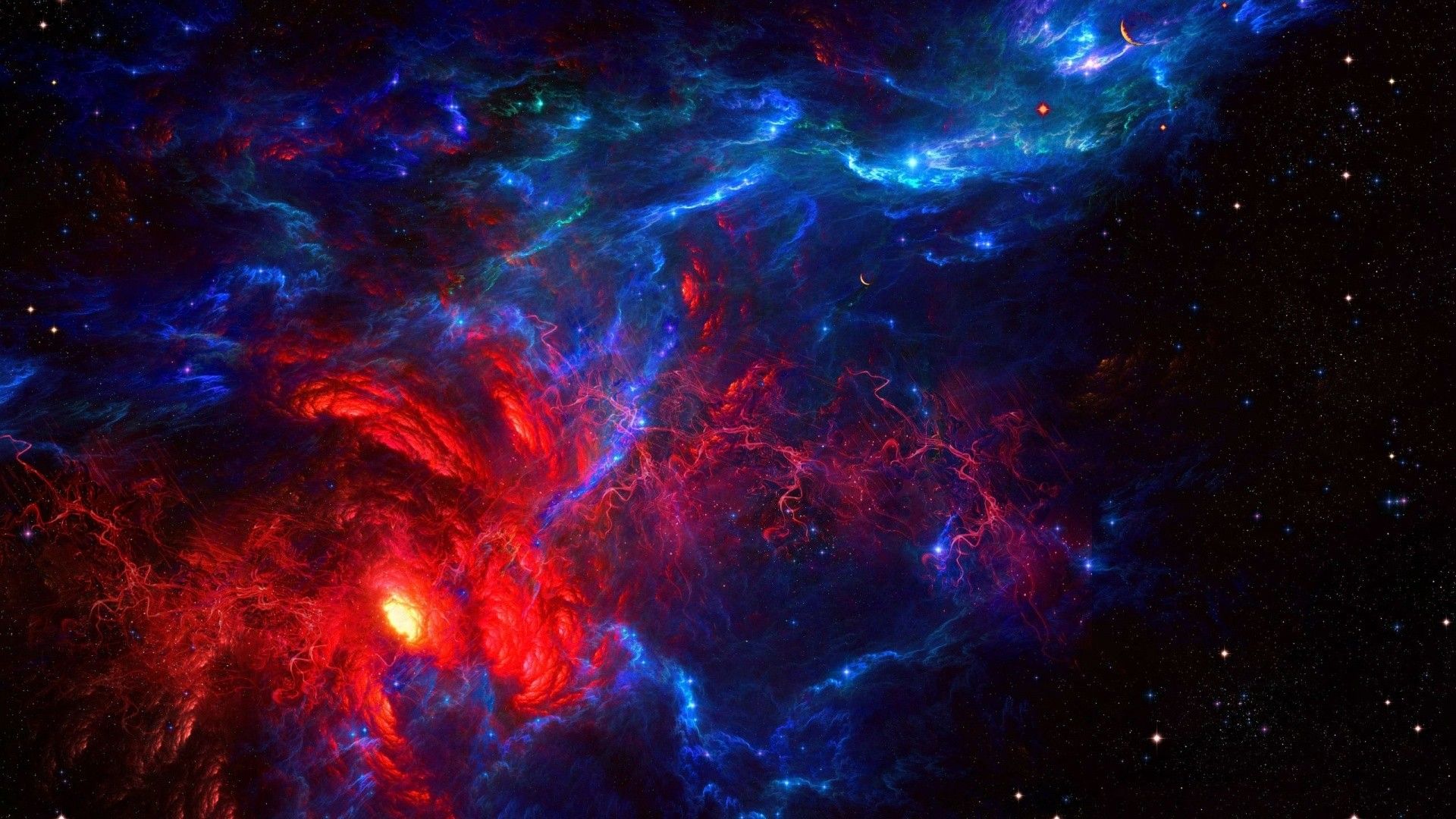 Nebulosa rossa e blu, 1920x1080 Full HD, PC