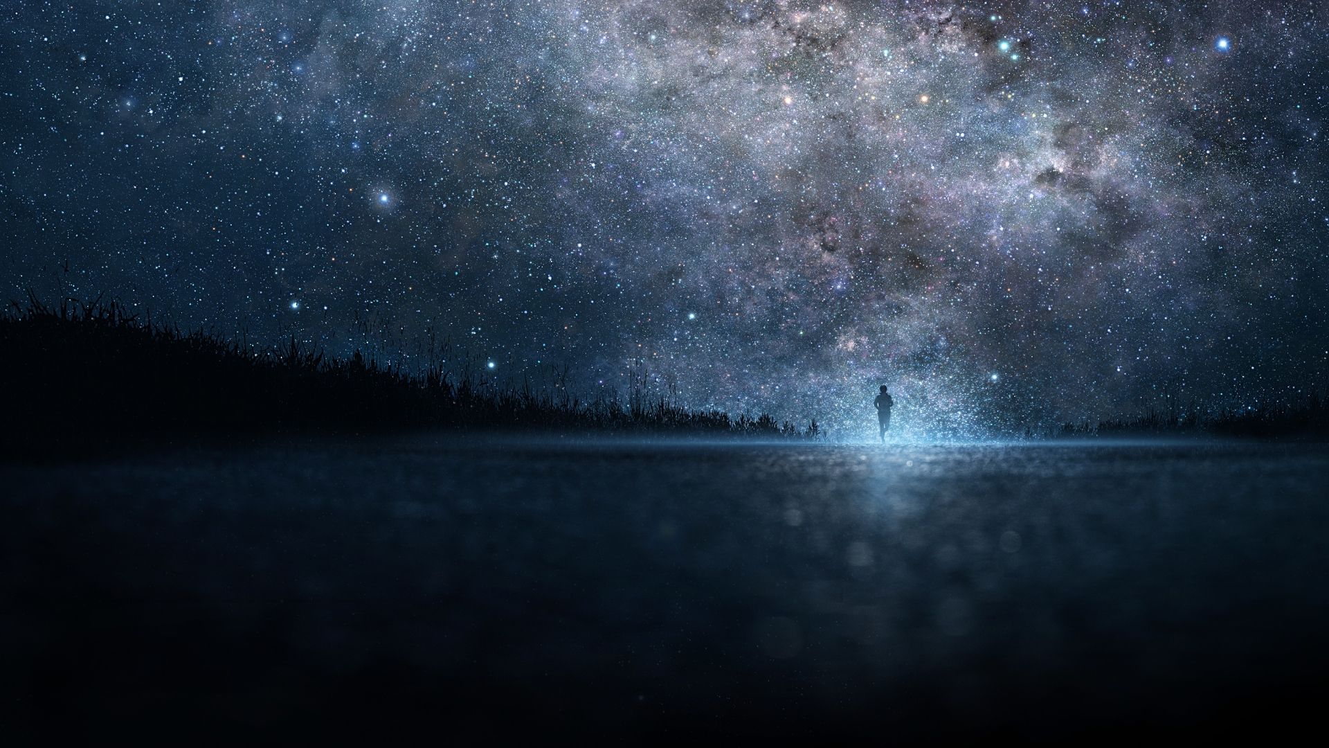 Silhouette sotto cielo stellato, 1920x1080 Full HD, Desktop