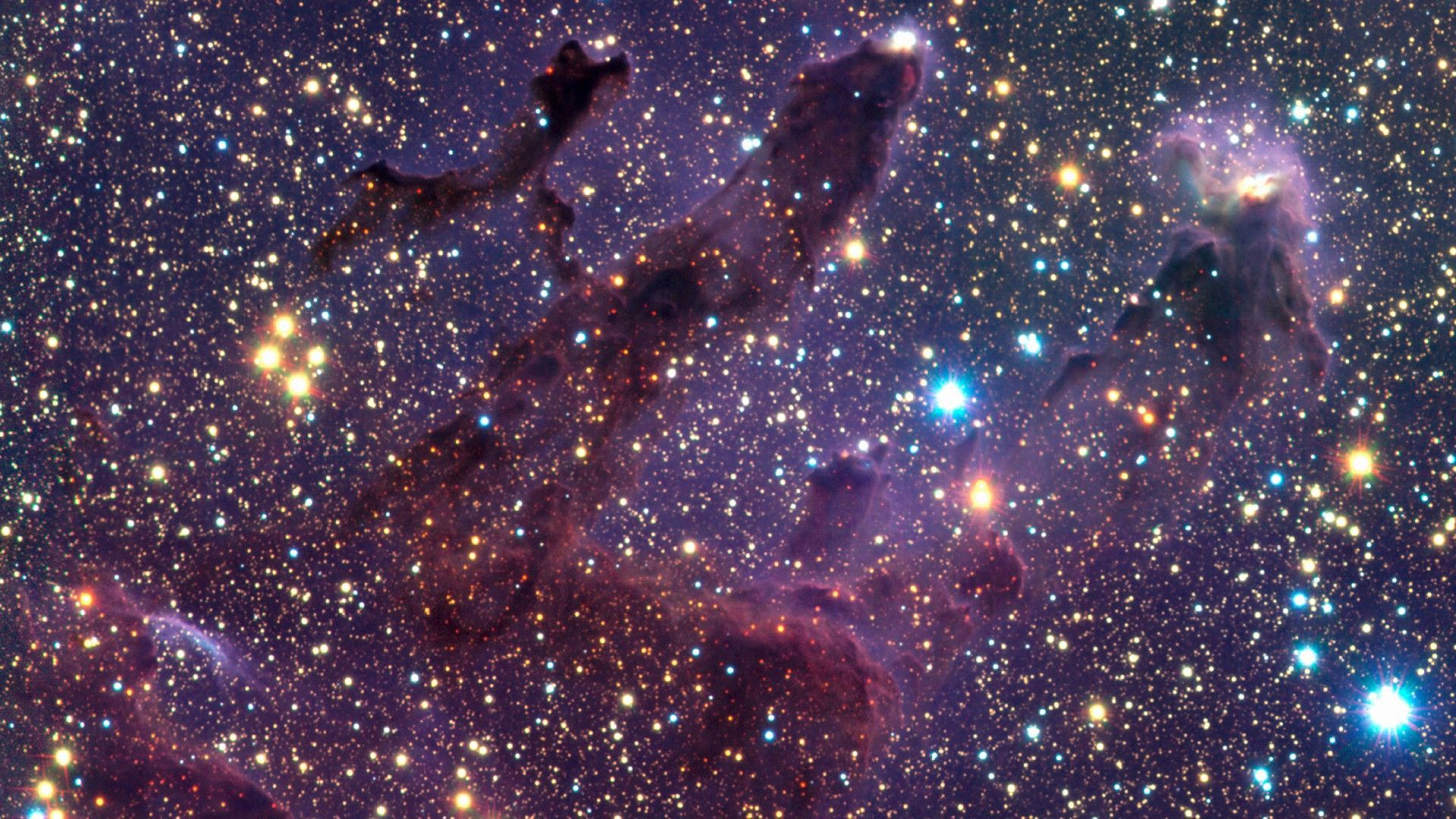 Nebulosa viola con stelle, 1920x1080 Full HD, PC Desktop