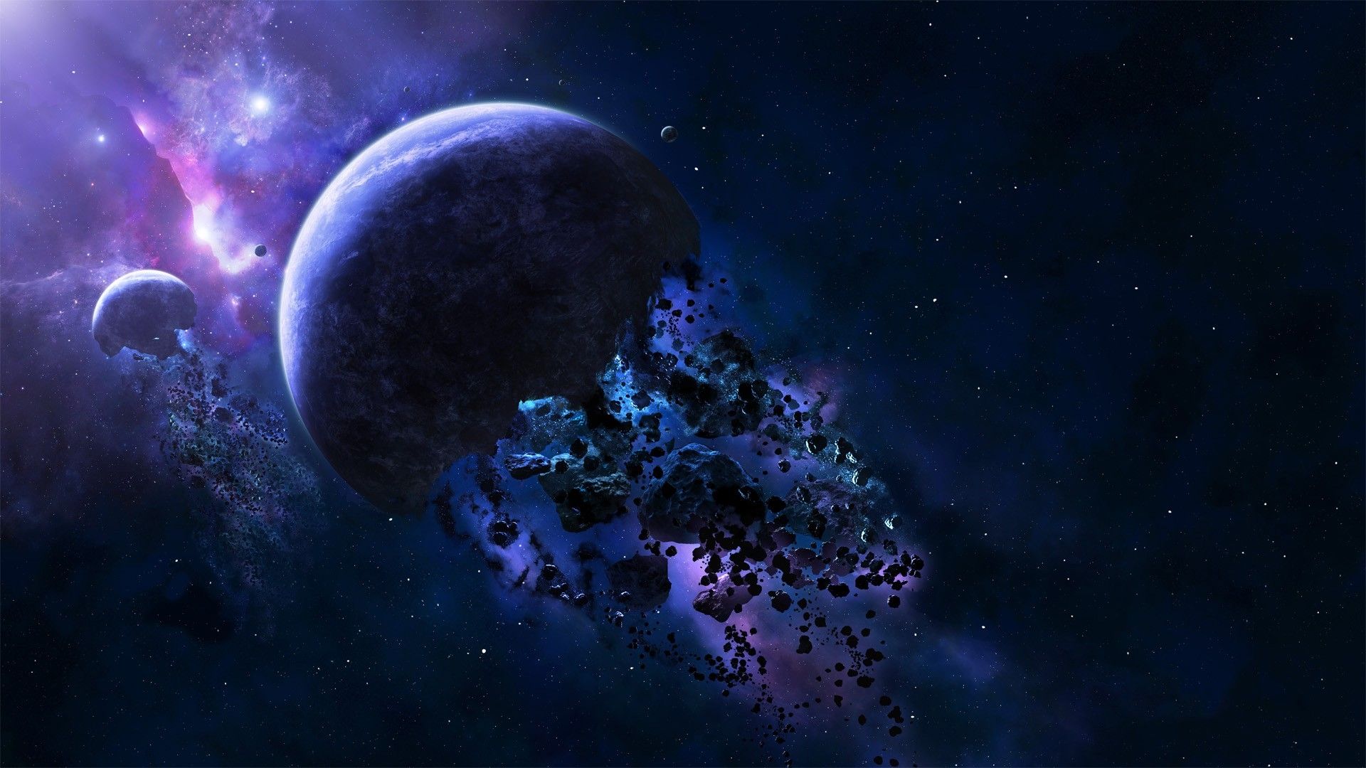 Pianeta e asteroidi nello spazio, 1920x1080 1080p, Laptop