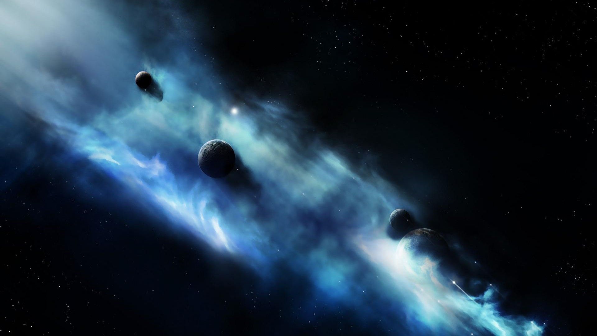 Asteroidi e nebulosa blu, 1920x1080 Full HD 1080p, PC Desktop