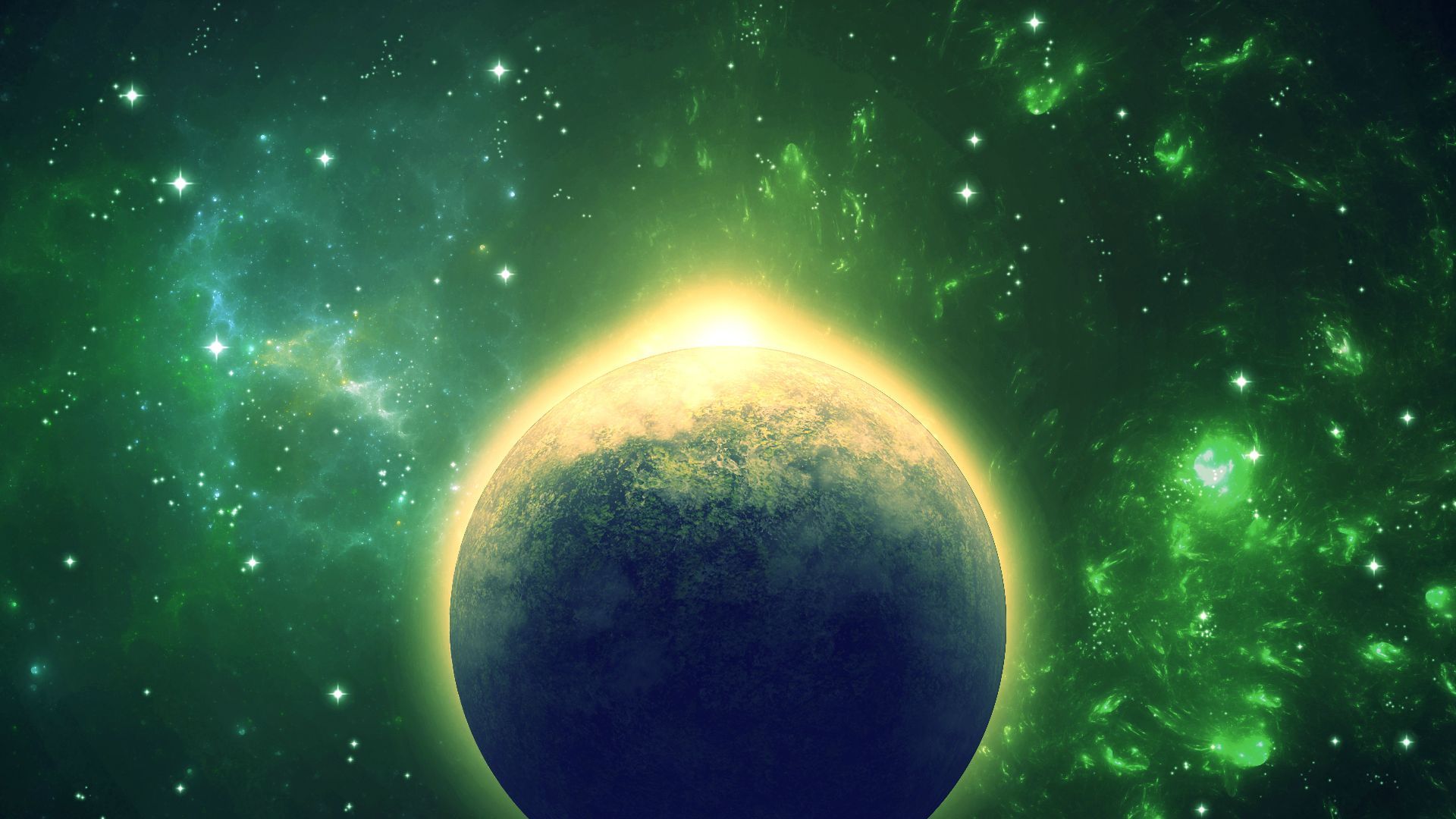Pianeta con nebulosa verde, 1920x1080 1080p, PC Desktop